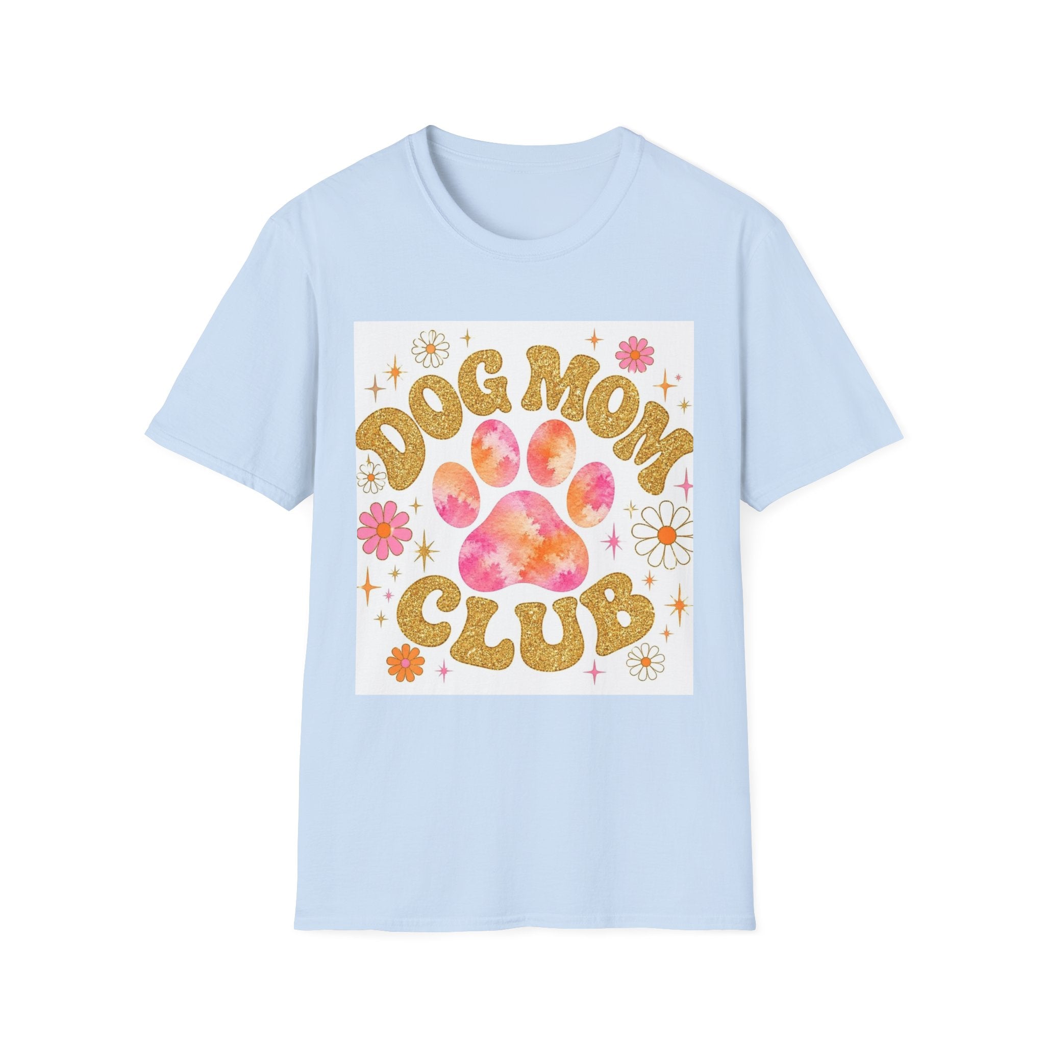Dog Mom Club T-Shirt — Retro Floral Paw Graphic Tee for Dog Lovers