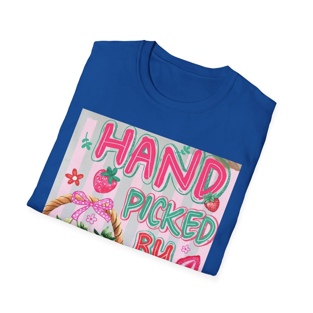 Christian T-Shirt "Hand Picked by God" — John 15:16 Strawberry Basket Graphic