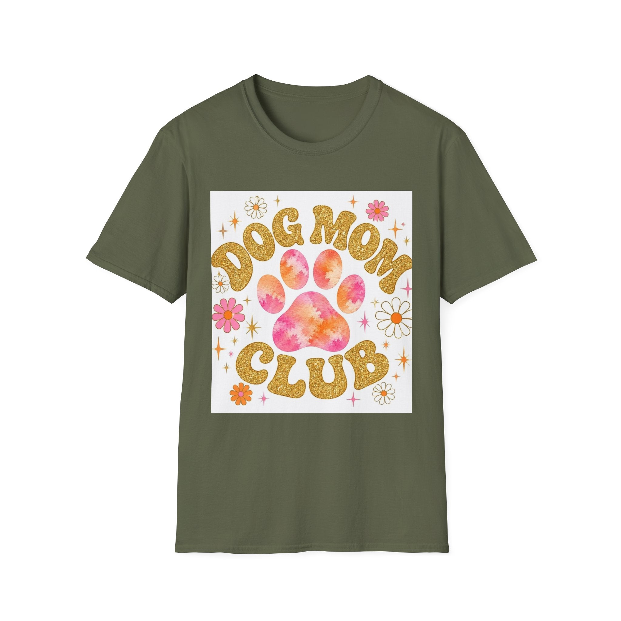 Dog Mom Club T-Shirt — Retro Floral Paw Graphic Tee for Dog Lovers