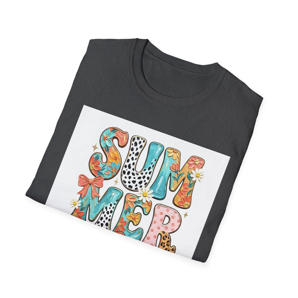 Summer Vibes T-Shirt — Colorful Floral & Leopard Print Graphic Tee