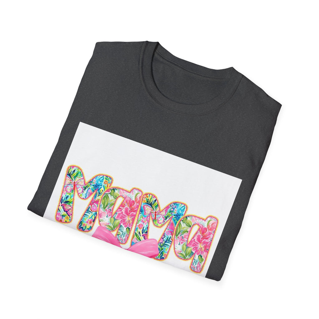 Mama Floral Graphic T-Shirt with Pink Bow