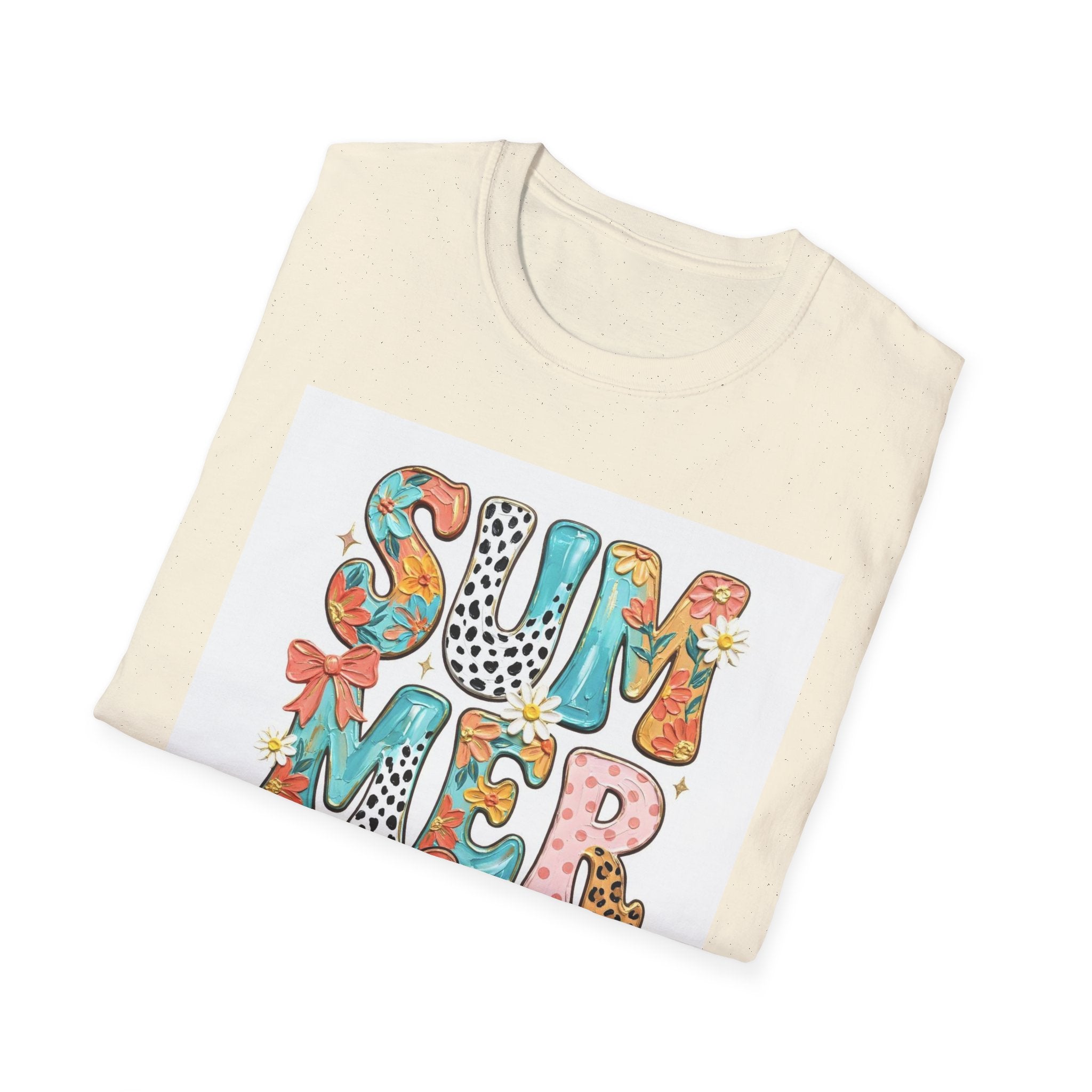 Summer Vibes T-Shirt — Colorful Floral & Leopard Print Graphic Tee