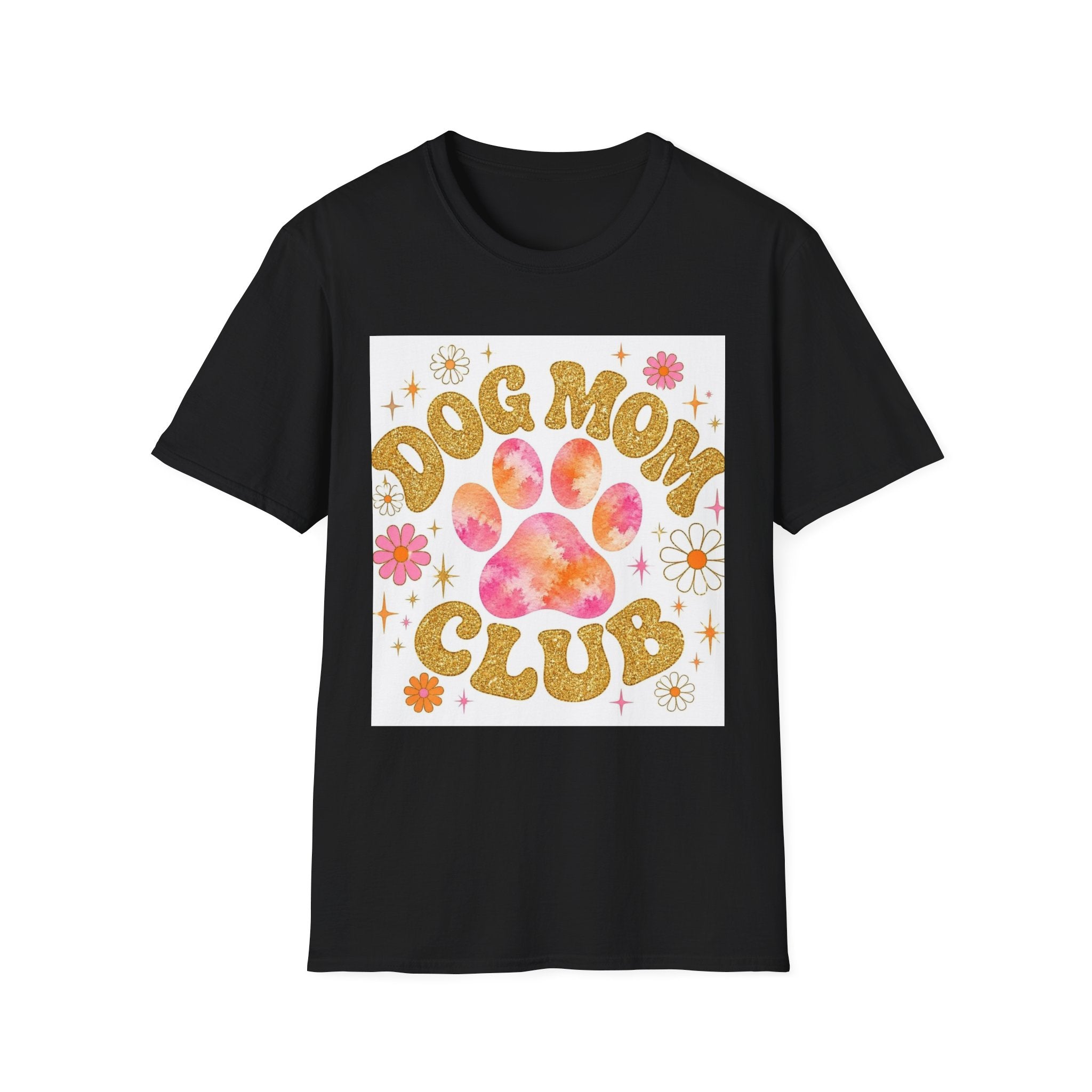 Dog Mom Club T-Shirt — Retro Floral Paw Graphic Tee for Dog Lovers