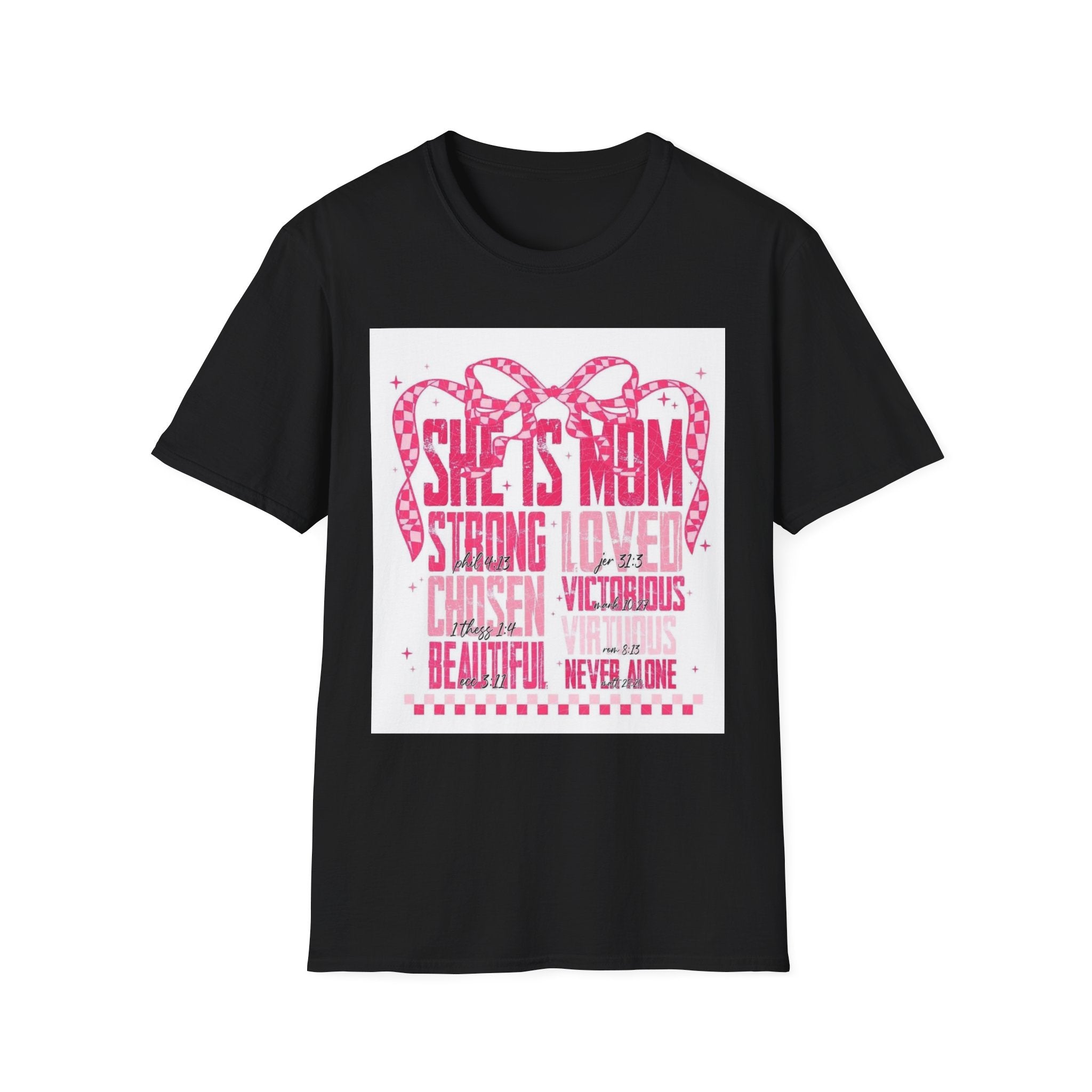 Mom Strong Pink Ribbon T-Shirt — She Is Mom Inspirational Breast Cancer Awareness Tee