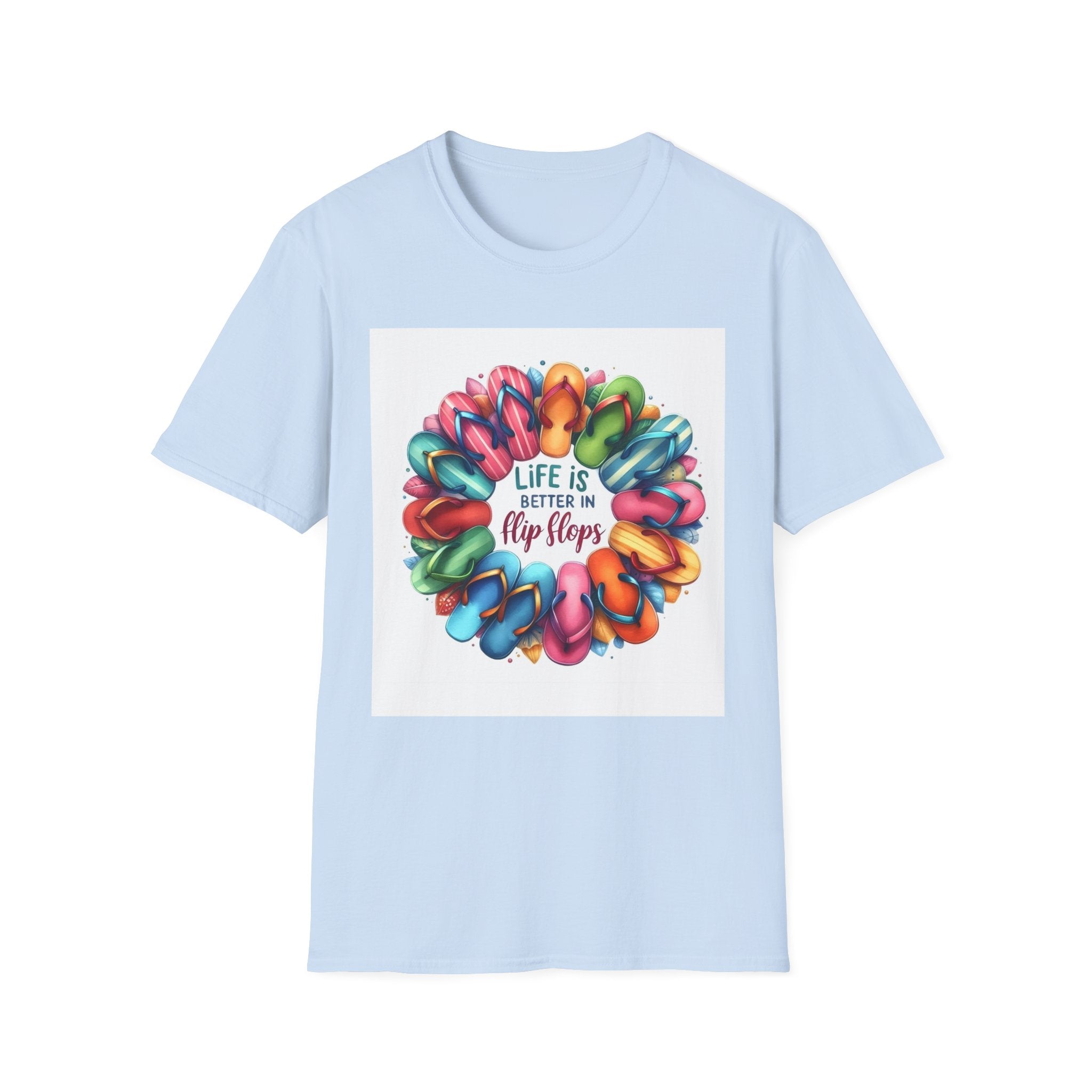 Flip Flop Circle Graphic T-Shirt - "Life Is Better in Flip Flops" Summer Tee
