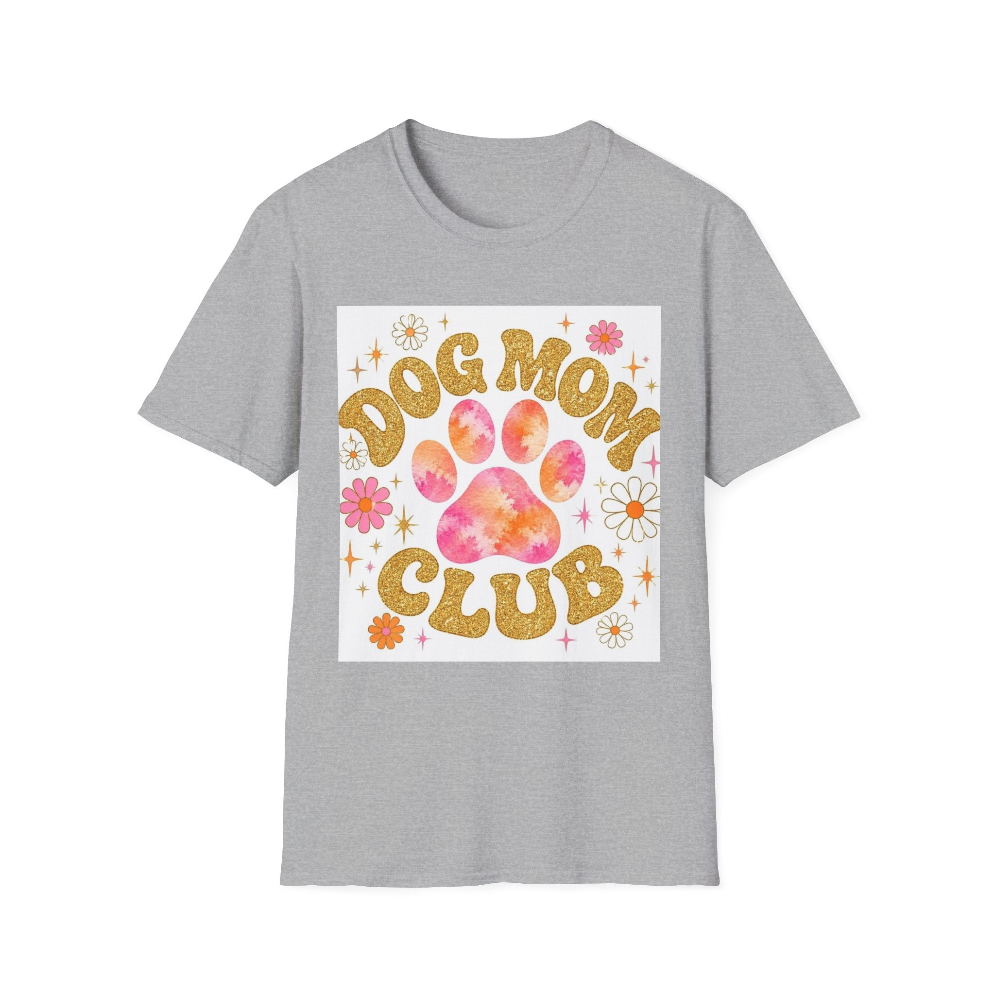 Dog Mom Club T-Shirt — Retro Floral Paw Graphic Tee for Dog Lovers