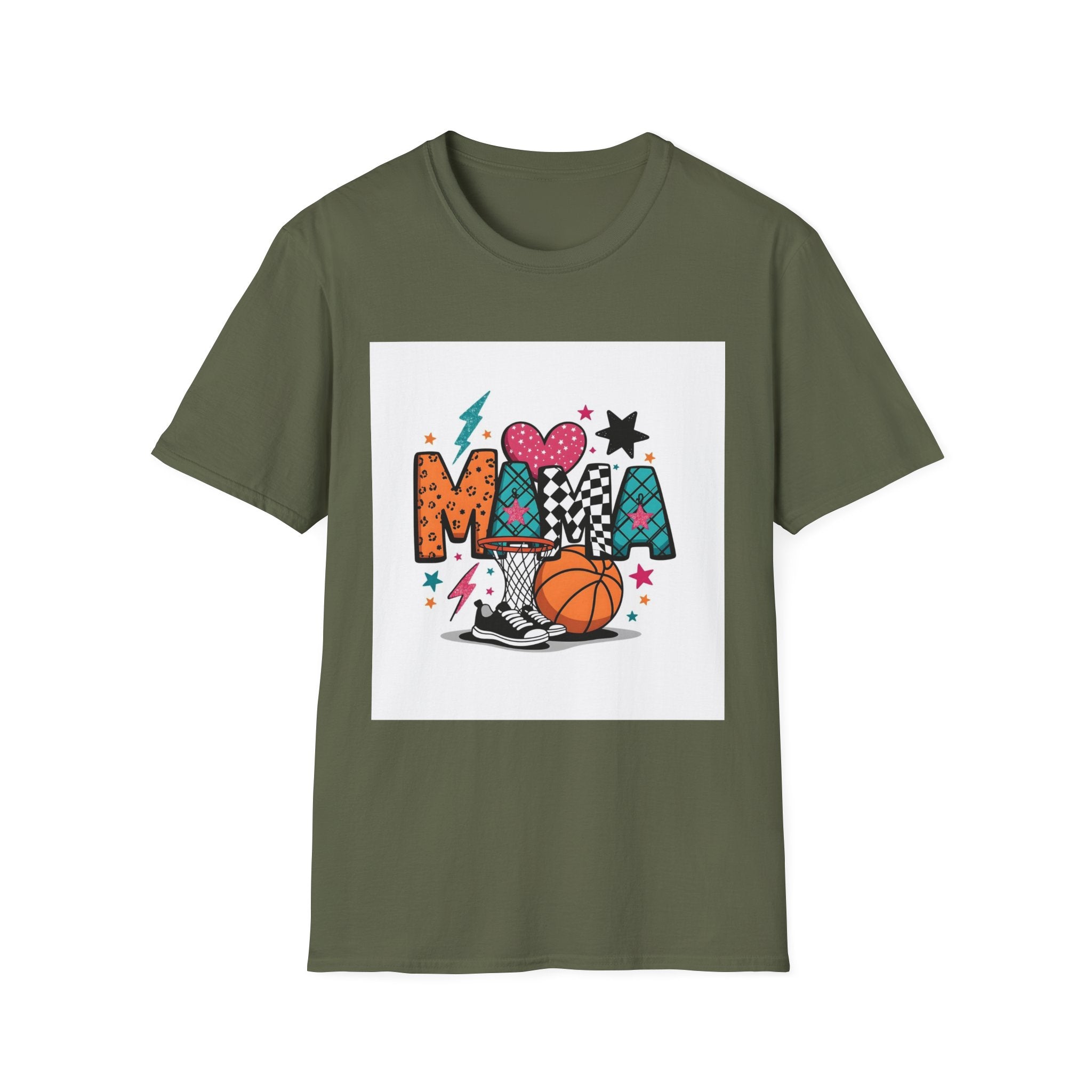 Mama Basketball Graphic T‑Shirt — Colorful Sports Mom Tee