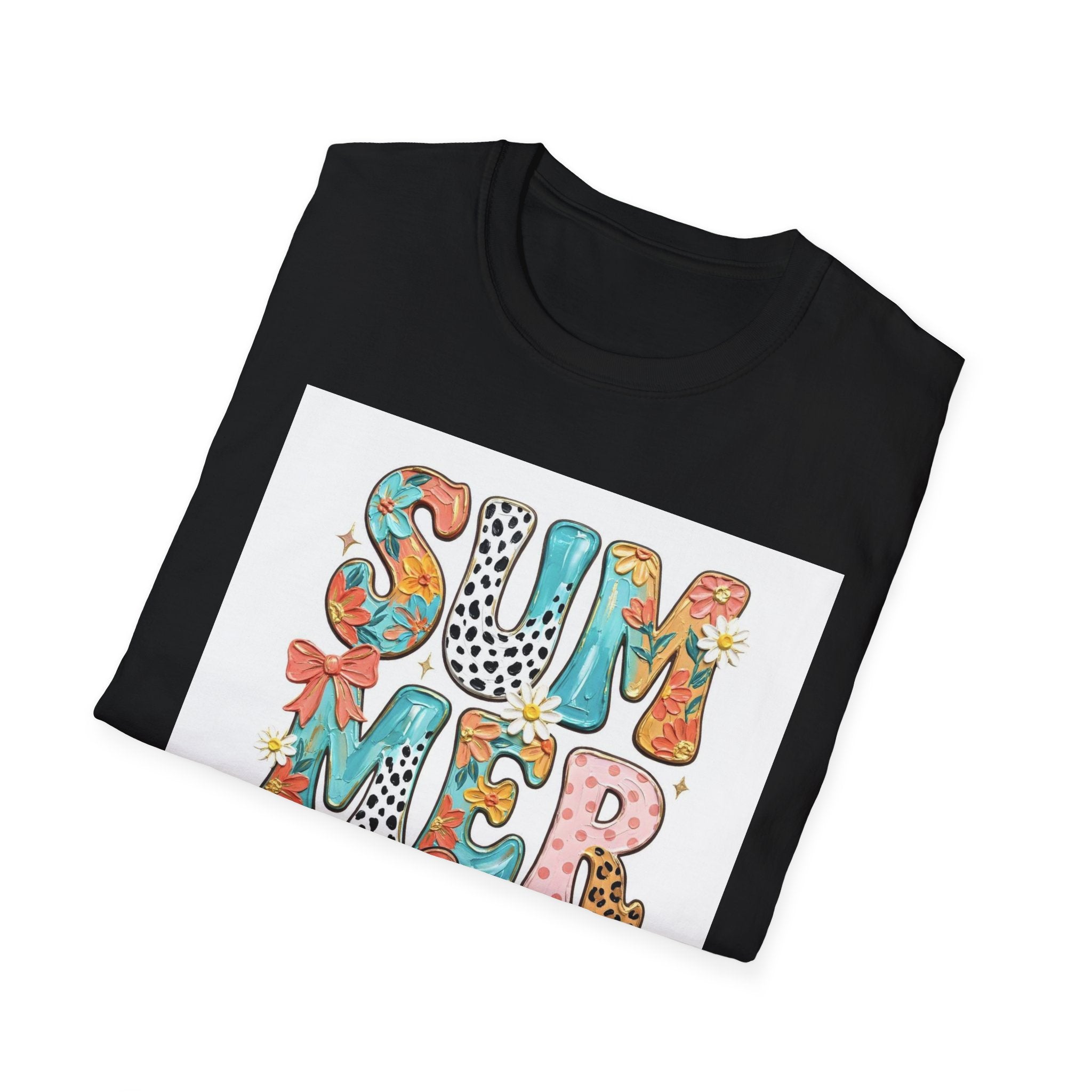 Summer Vibes T-Shirt — Colorful Floral & Leopard Print Graphic Tee