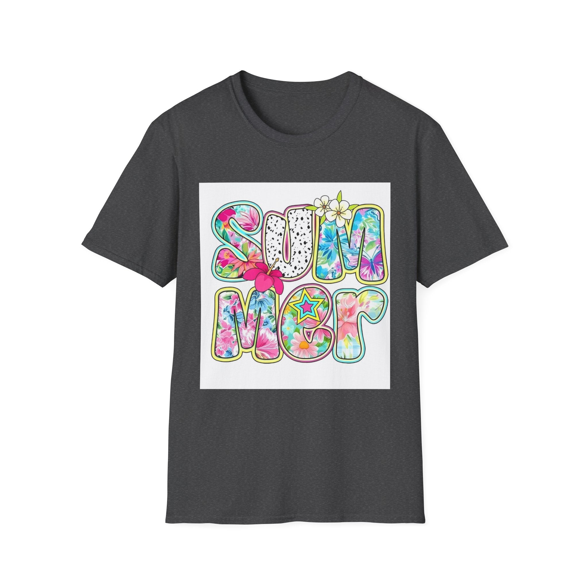 Summer Floral Graphic T-Shirt — Retro Tie-Dye 'SUMMER' Design
