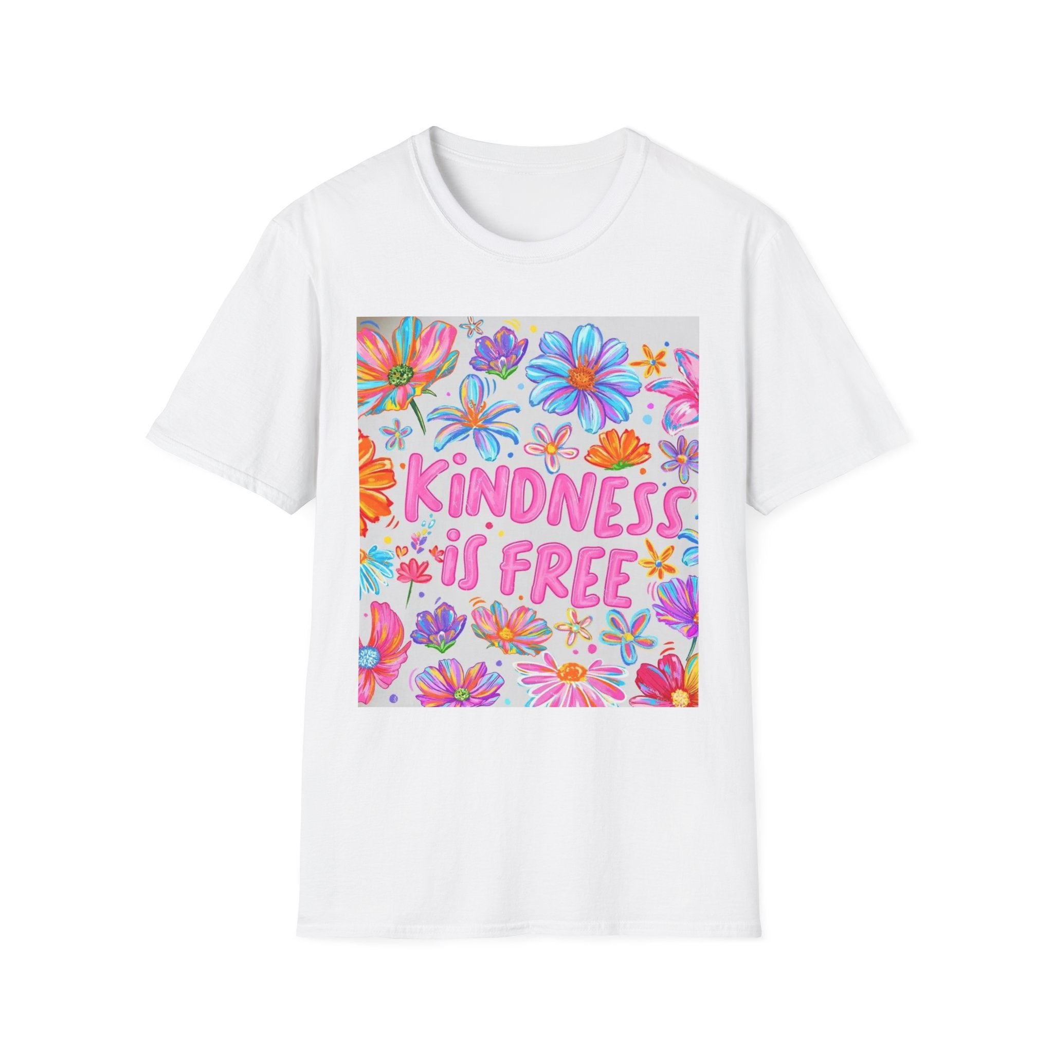 Kindness Is Free Floral T-Shirt — Positive Quote Tee