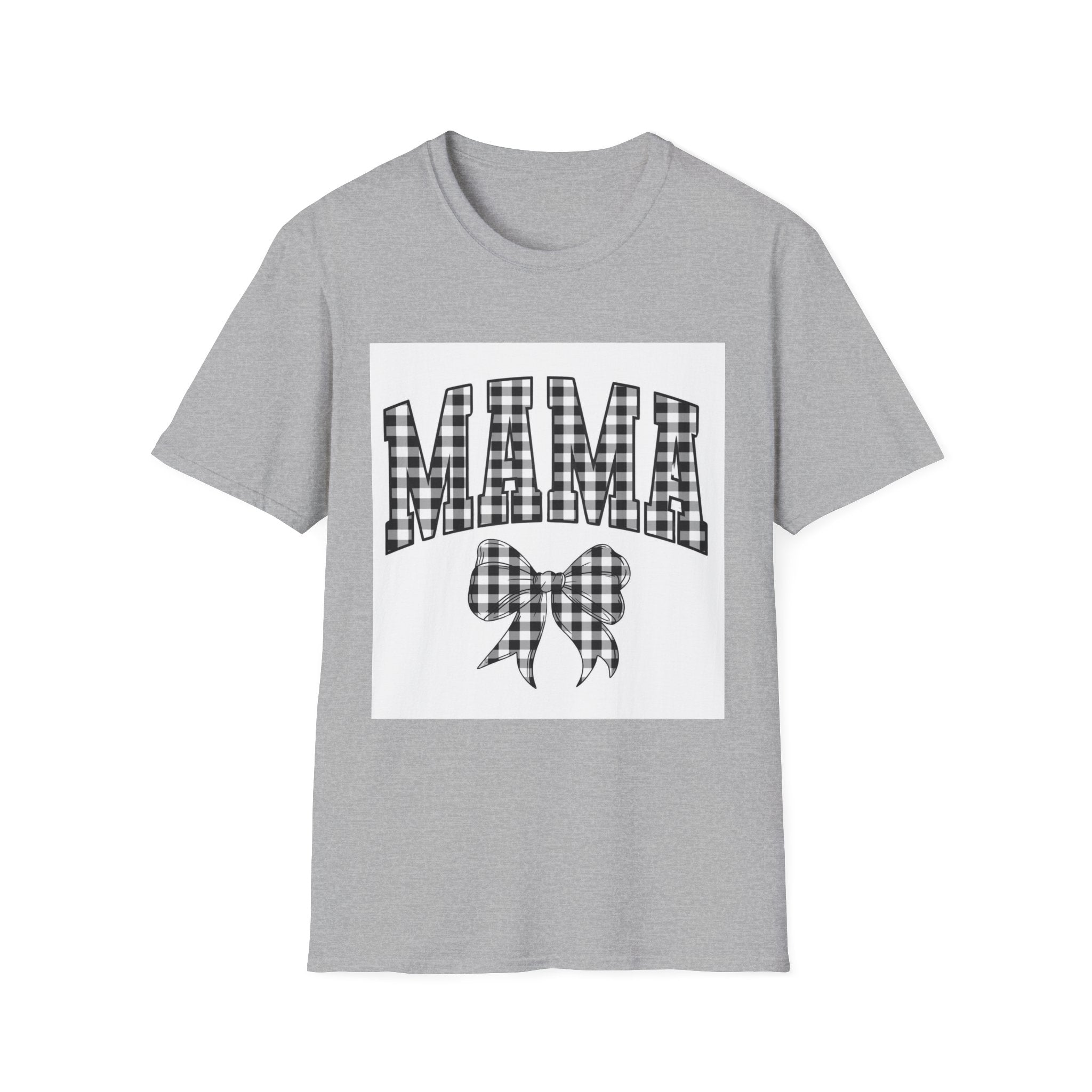 Mama Plaid Graphic T-Shirt — Buffalo Check Bow Mother's Day Tee