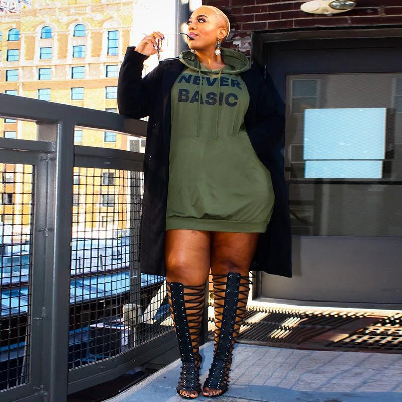 Women Plus Size Hoodie Dress