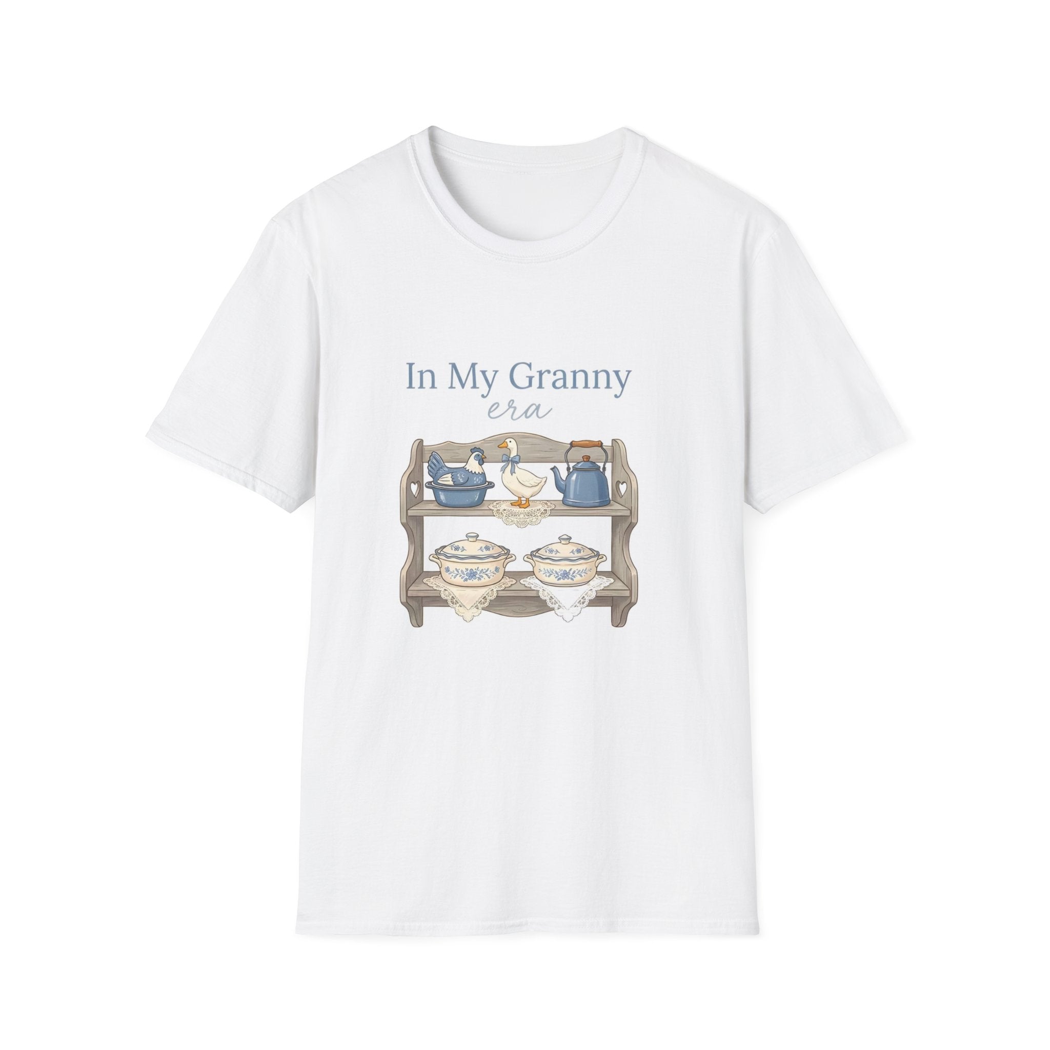 In My Granny Era Tea Cup Shelf T-Shirt — Vintage Grandma Tea Set Tee