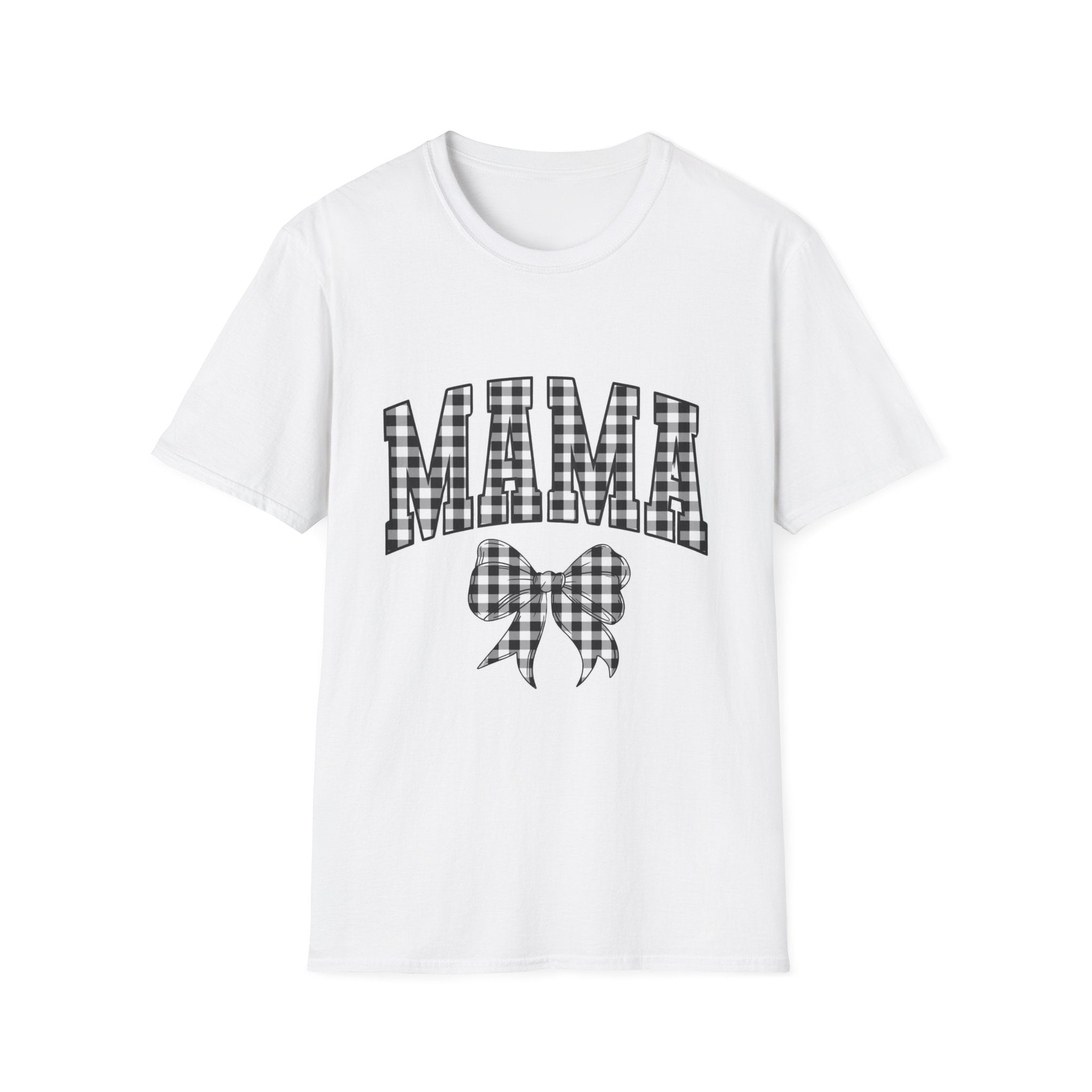 Mama Plaid Graphic T-Shirt — Buffalo Check Bow Mother's Day Tee