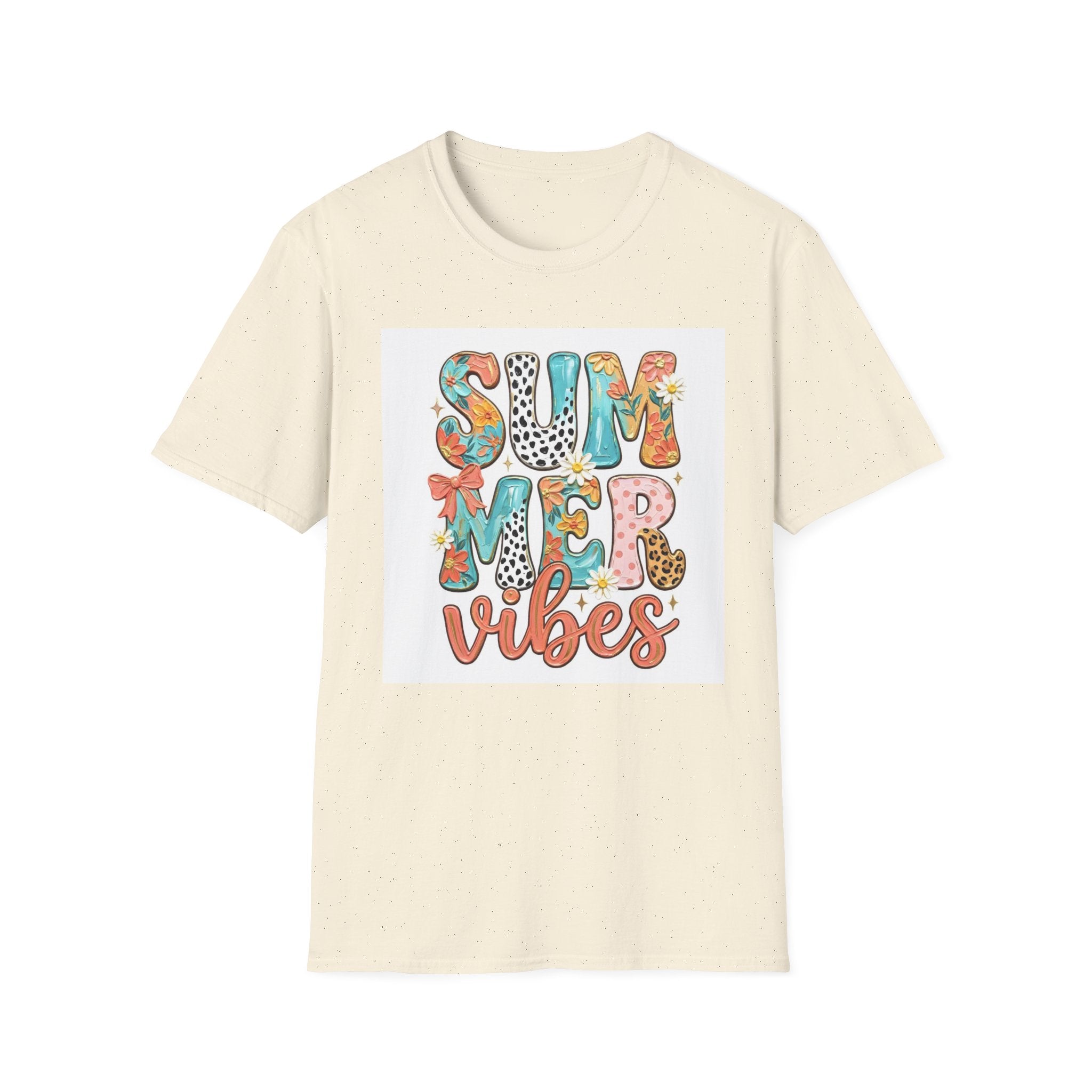 Summer Vibes T-Shirt — Colorful Floral & Leopard Print Graphic Tee