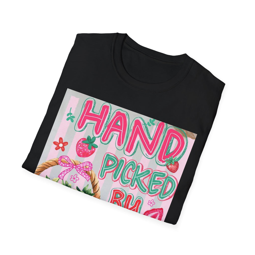 Christian T-Shirt "Hand Picked by God" — John 15:16 Strawberry Basket Graphic