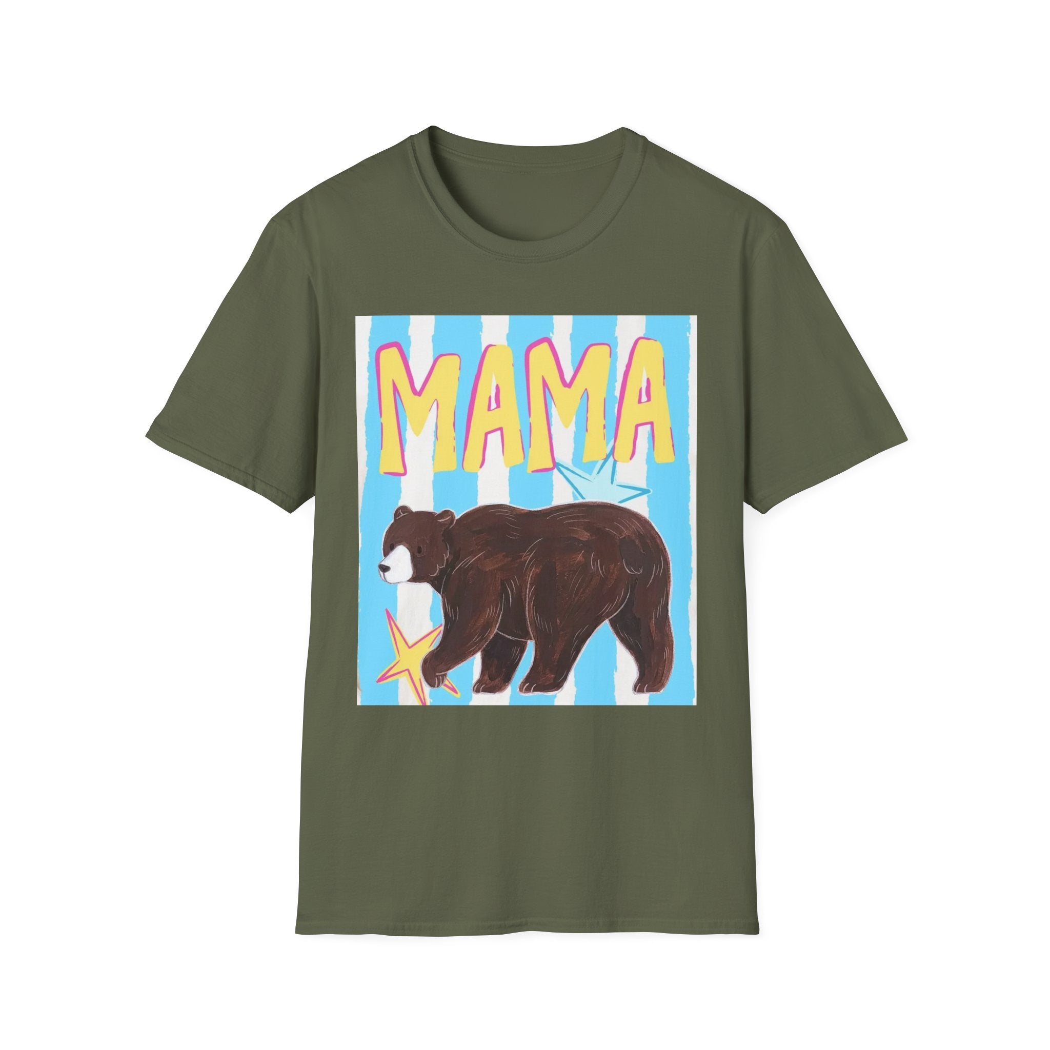 Mama Bear T-Shirt — Retro Striped Mom Gift Shirt