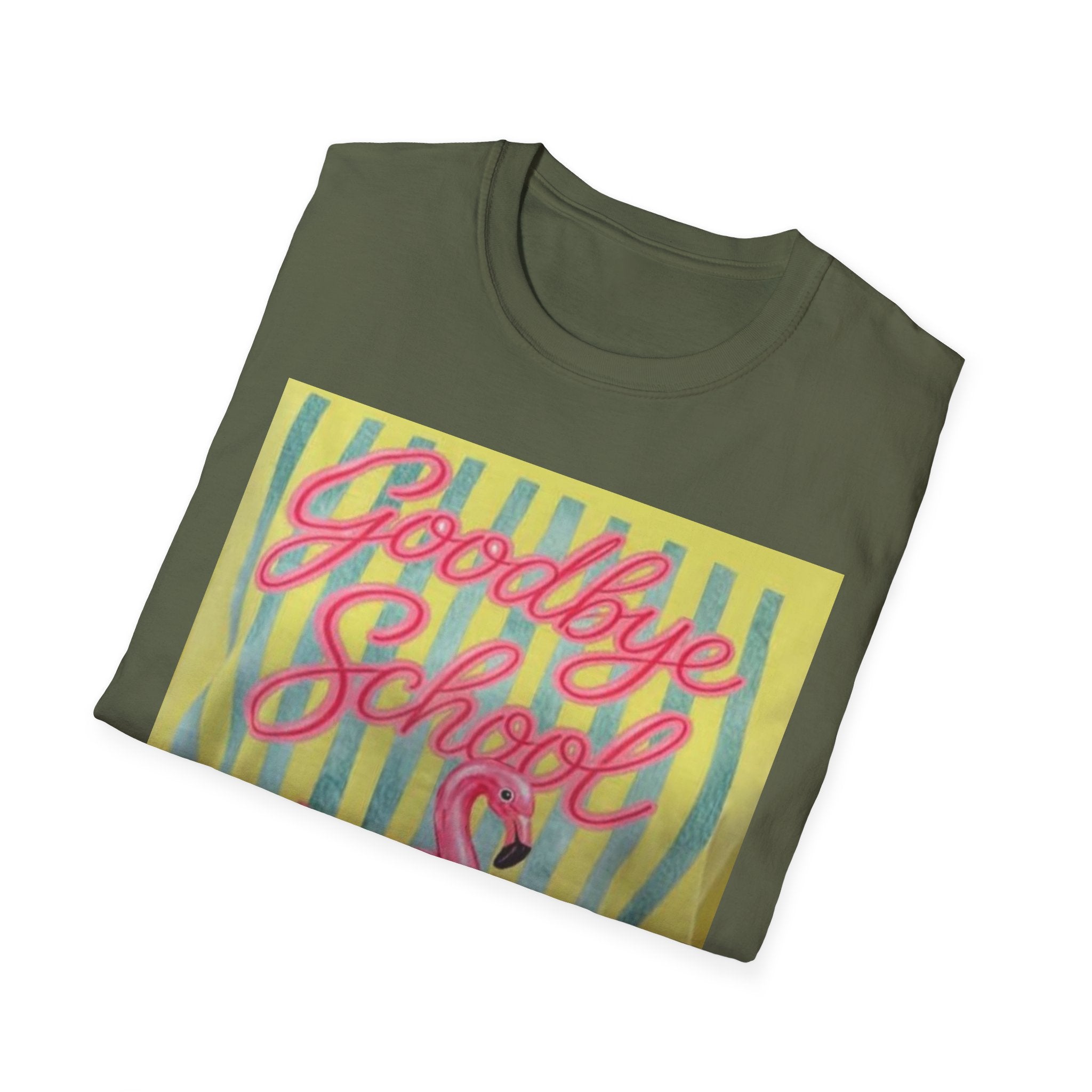 Goodbye School Hello Pool T-Shirt — Pink Flamingo Summer Graduation Tee