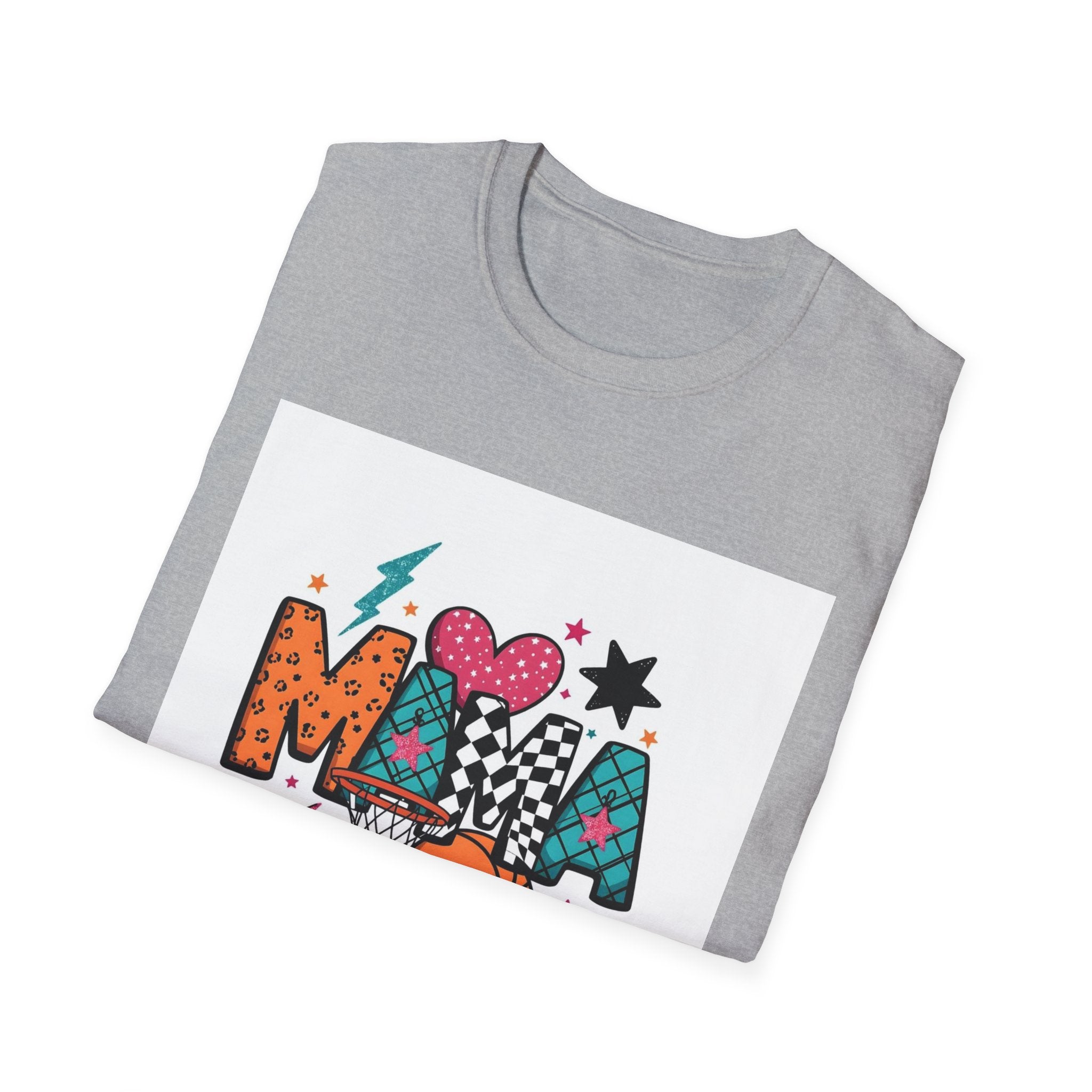 Mama Basketball Graphic T‑Shirt — Colorful Sports Mom Tee
