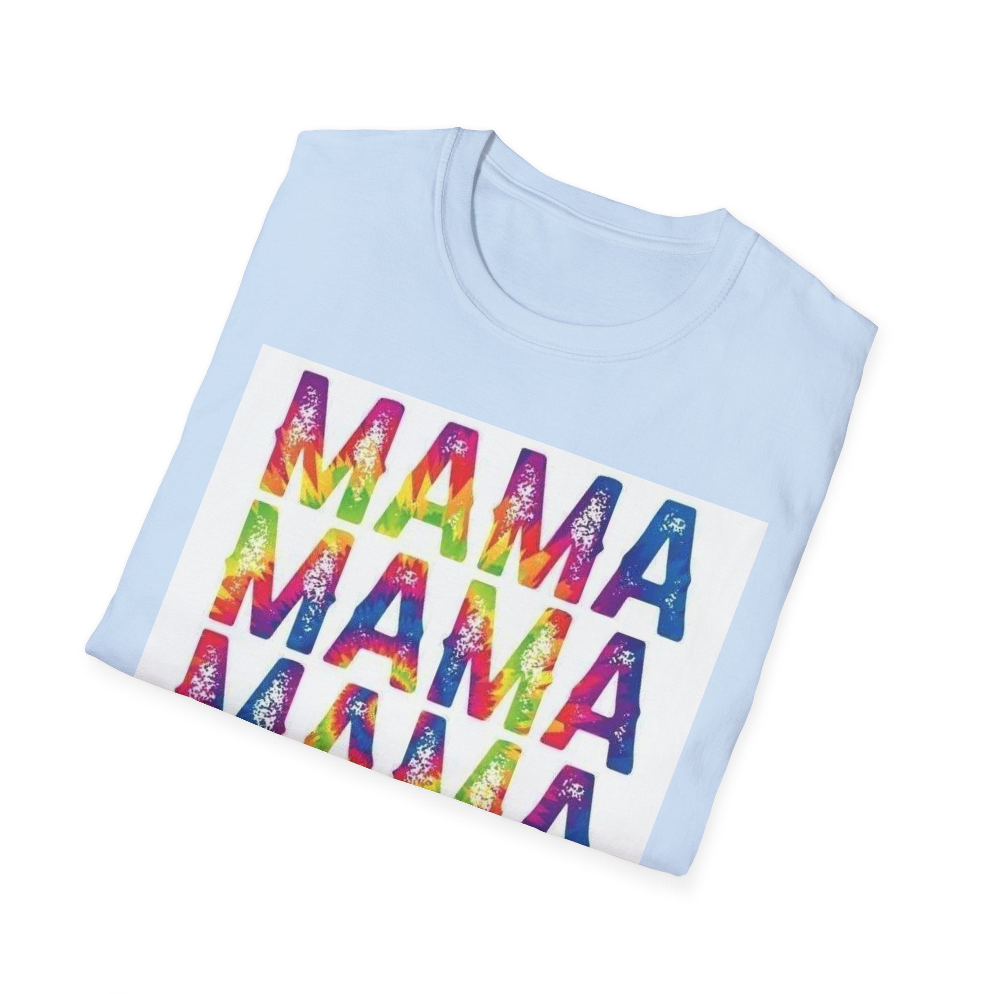 Mama Tie-Dye Stack T-Shirt — Colorful 'MAMA' Graphic Tee for Moms, Mother’s Day Gift