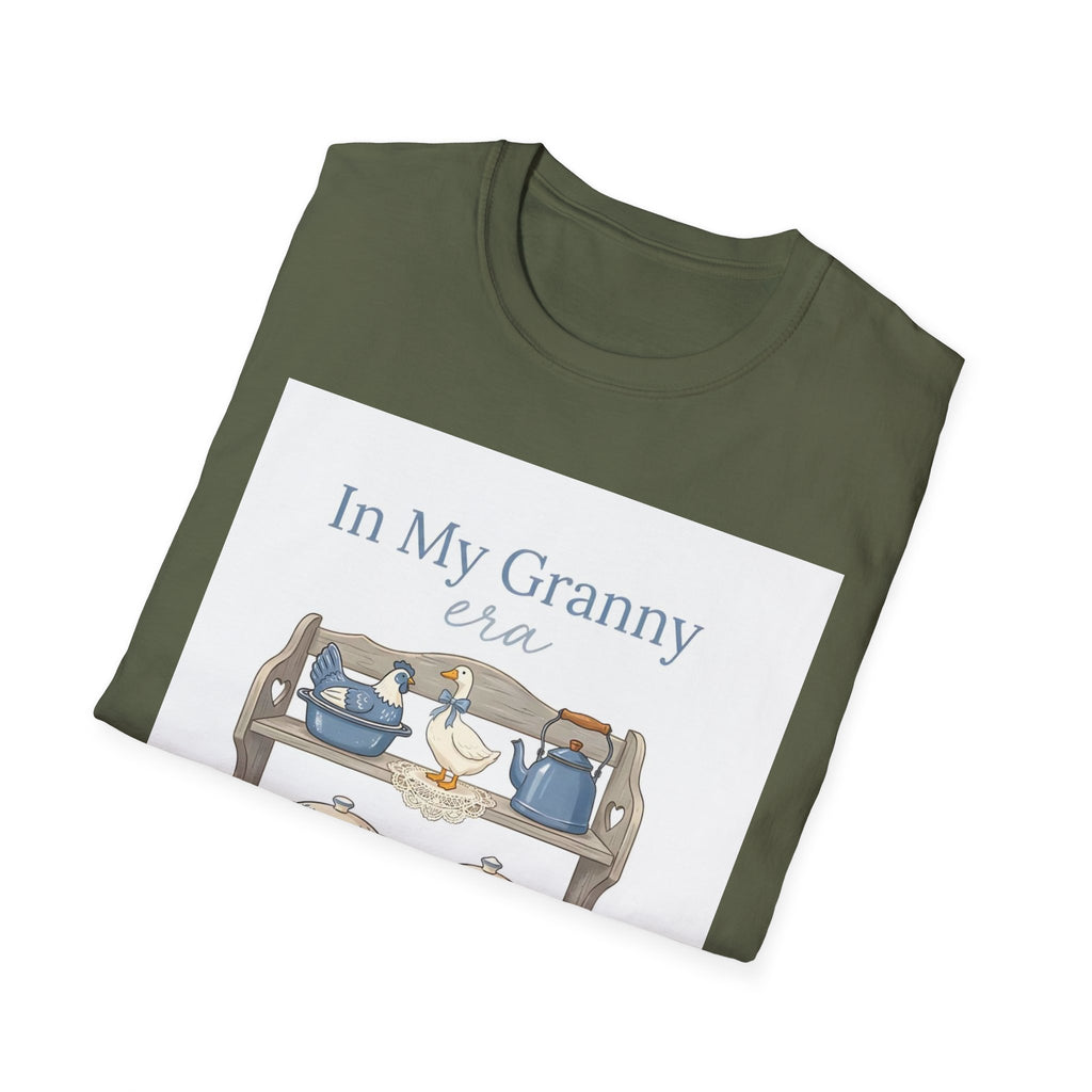 In My Granny Era Tea Cup Shelf T-Shirt — Vintage Grandma Tea Set Tee