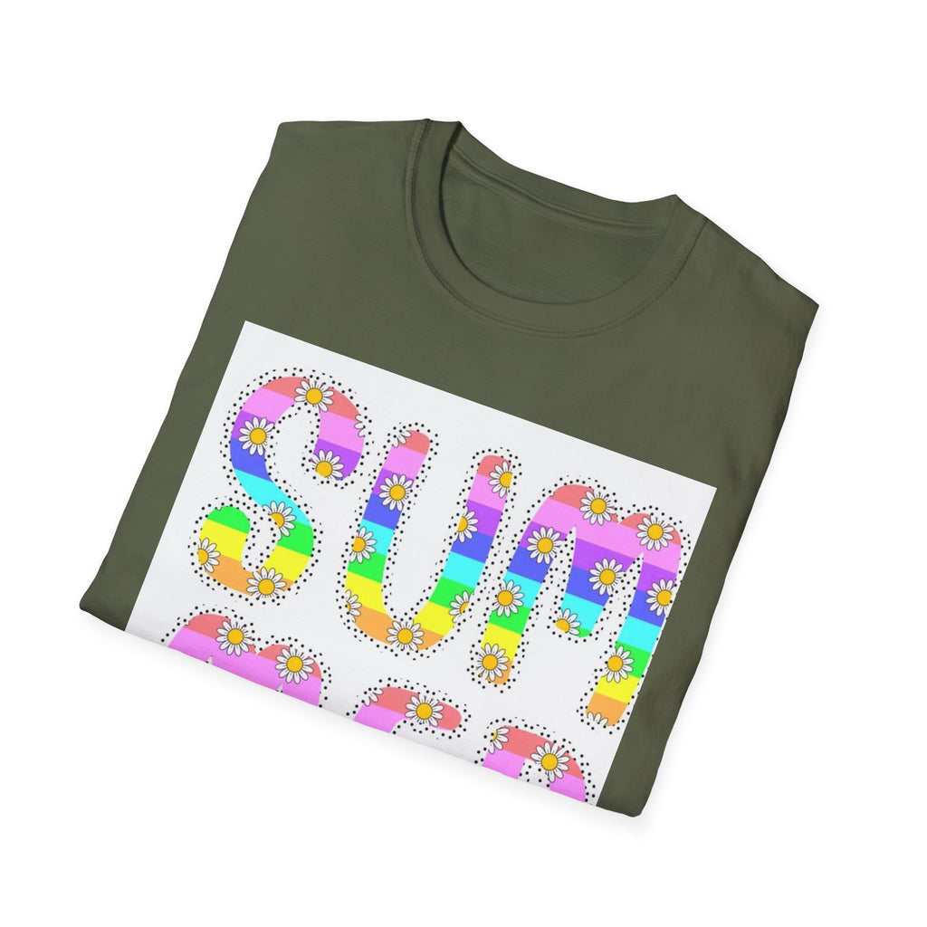 Summer Floral Graphic T‑Shirt — Colorful 'SUMMER' Text Design