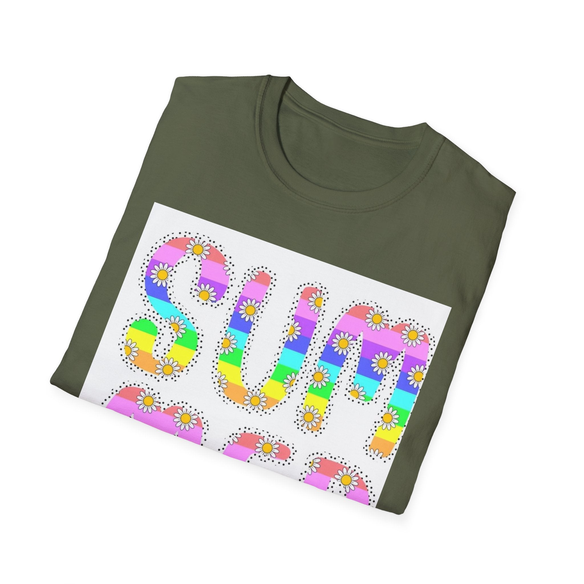 Summer Floral Graphic T‑Shirt — Colorful 'SUMMER' Text Design