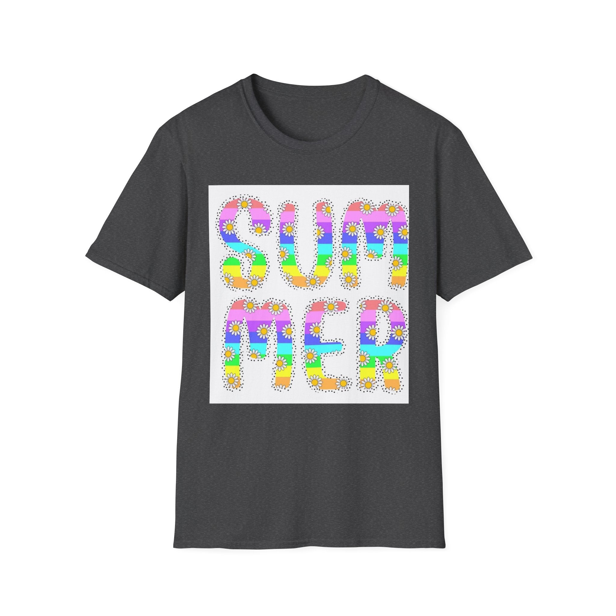 Summer Floral Graphic T‑Shirt — Colorful 'SUMMER' Text Design