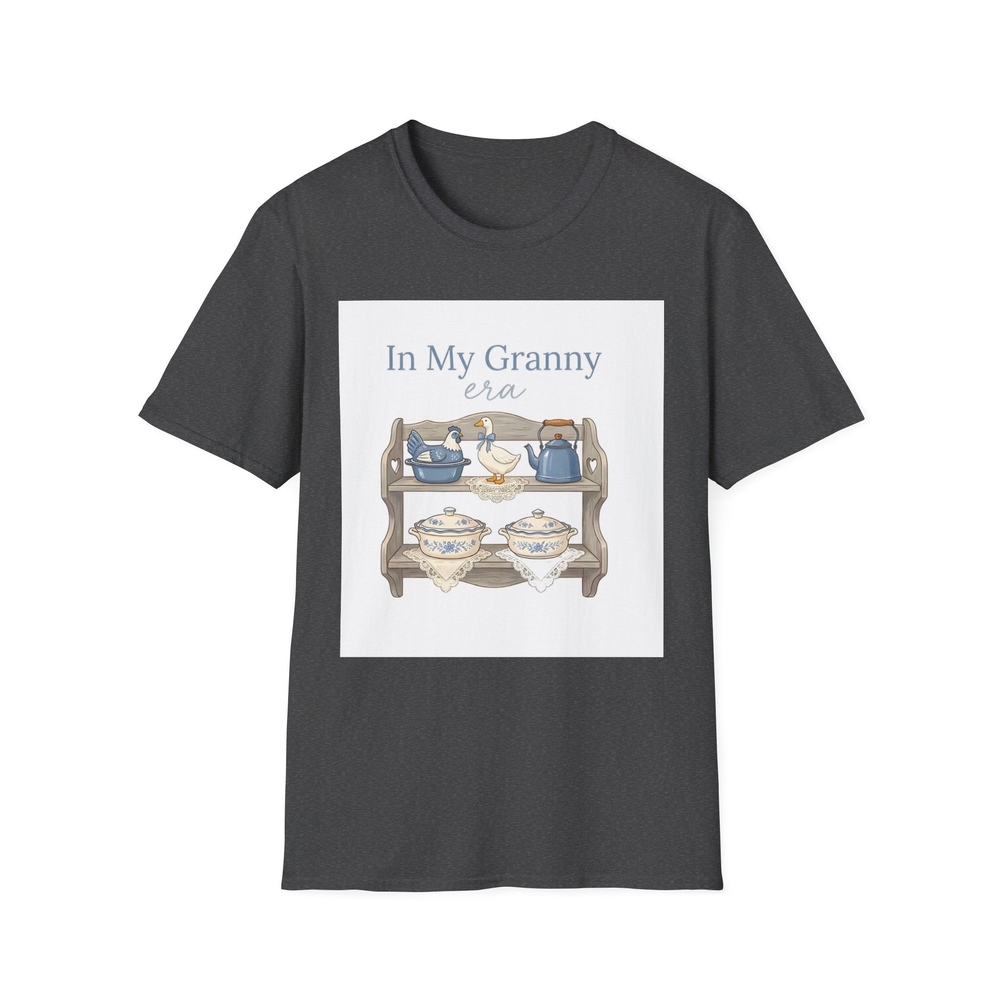 In My Granny Era Tea Cup Shelf T-Shirt — Vintage Grandma Tea Set Tee
