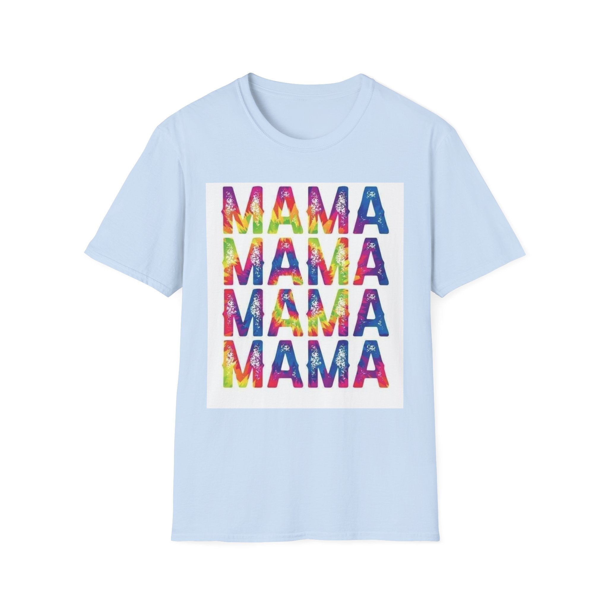 Mama Tie-Dye Stack T-Shirt — Colorful 'MAMA' Graphic Tee for Moms, Mother’s Day Gift
