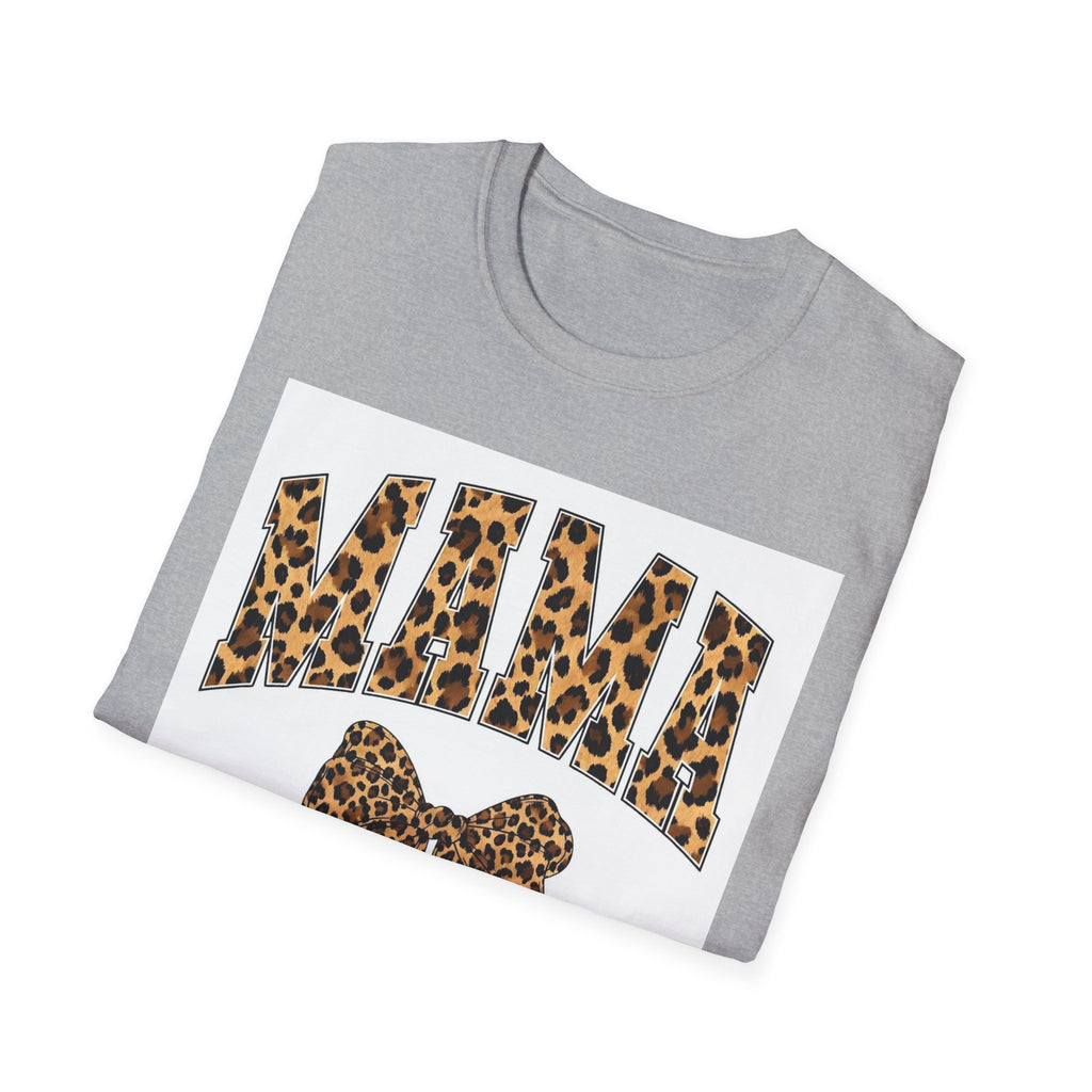 Mama Leopard Bow T-Shirt — Cute Leopard Print Mom Tee