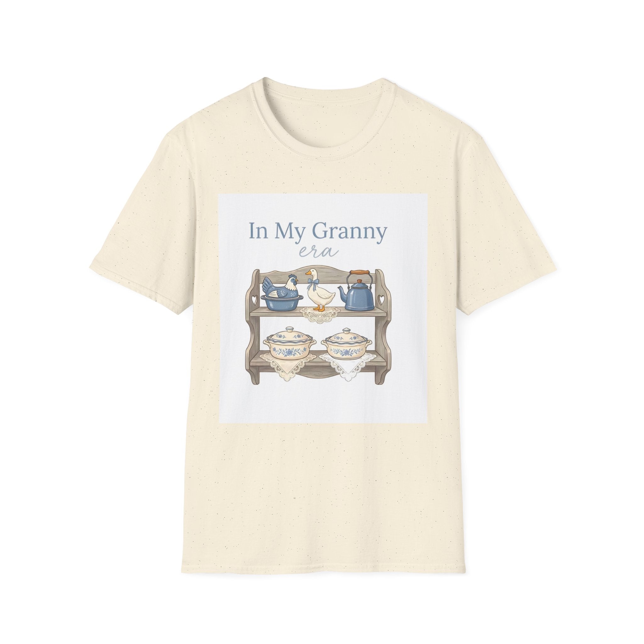 In My Granny Era Tea Cup Shelf T-Shirt — Vintage Grandma Tea Set Tee