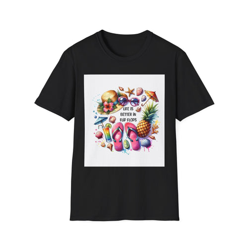Beach Vibes T-Shirt — "Life Is Better in Flip Flops" Tropical Graphic Tee