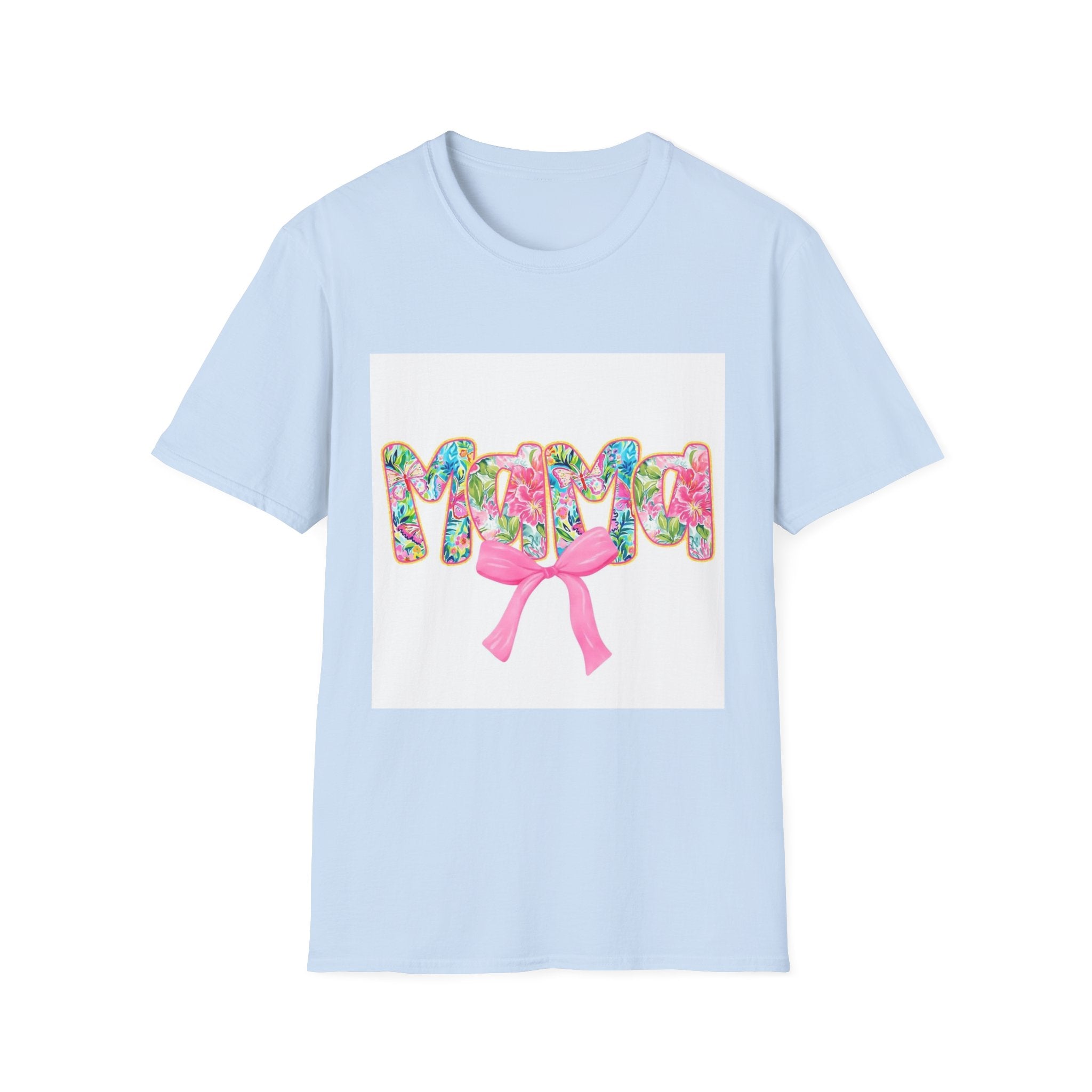 Mama Floral Graphic T-Shirt with Pink Bow
