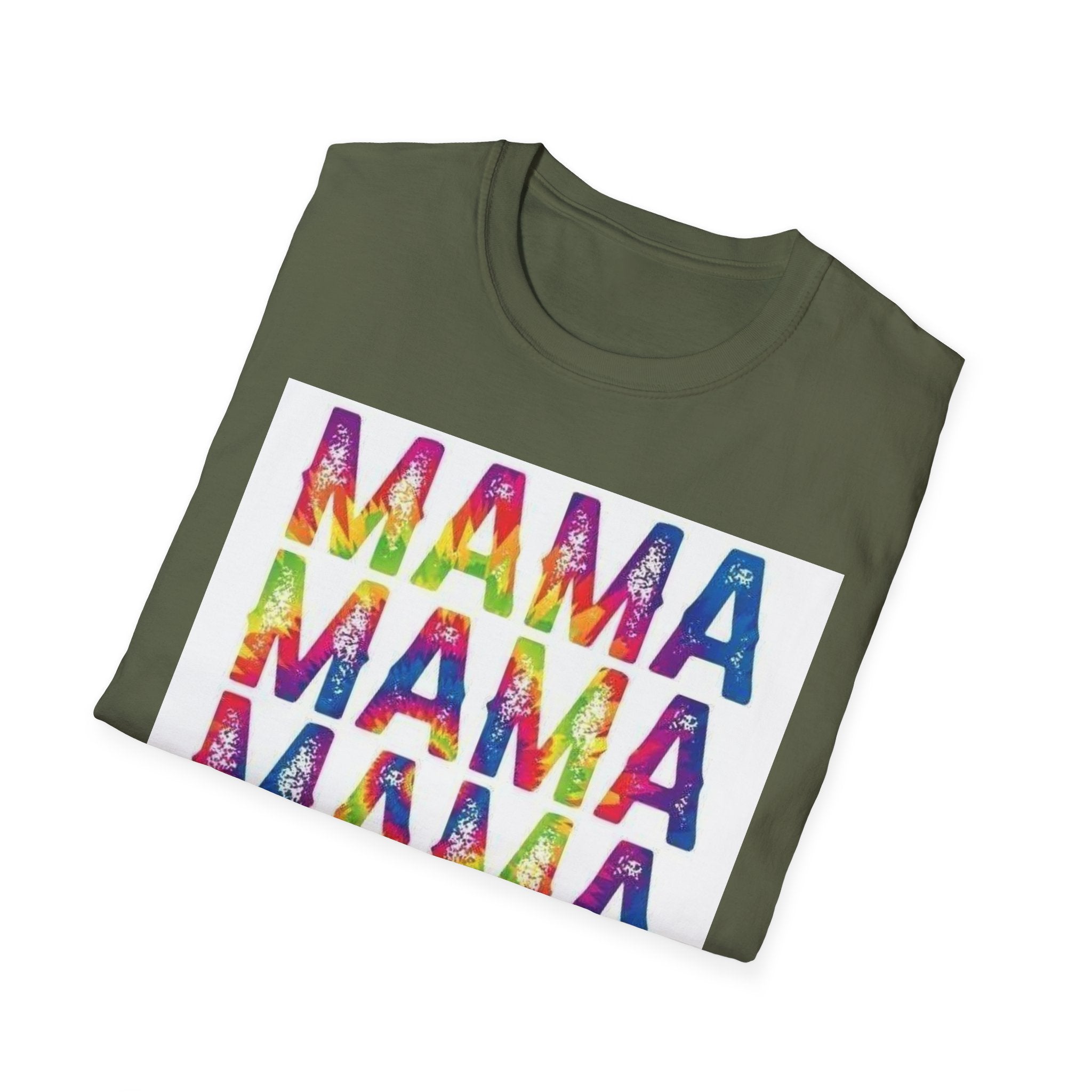 Mama Tie-Dye Stack T-Shirt — Colorful 'MAMA' Graphic Tee for Moms, Mother’s Day Gift