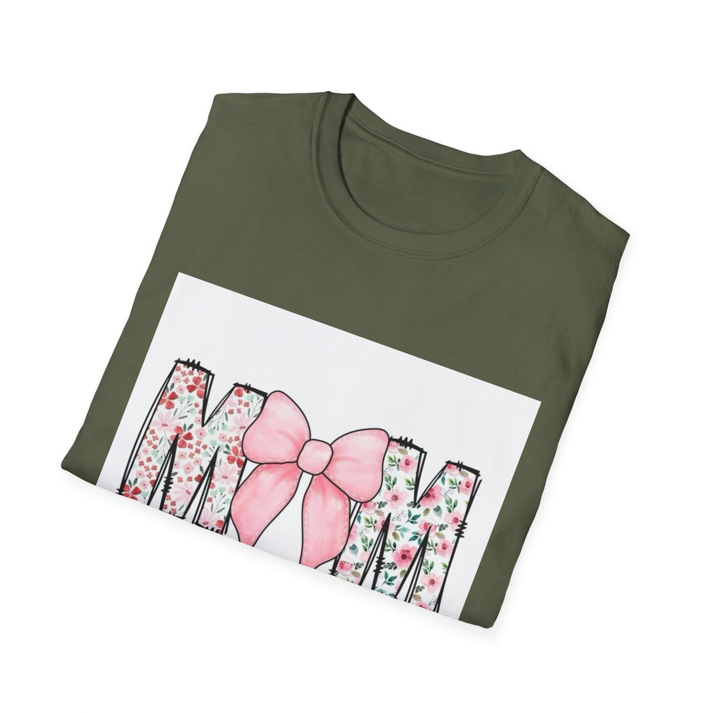 Mom Floral Bow T-Shirt — "She is clothed in gratitude, counting blessings every day"