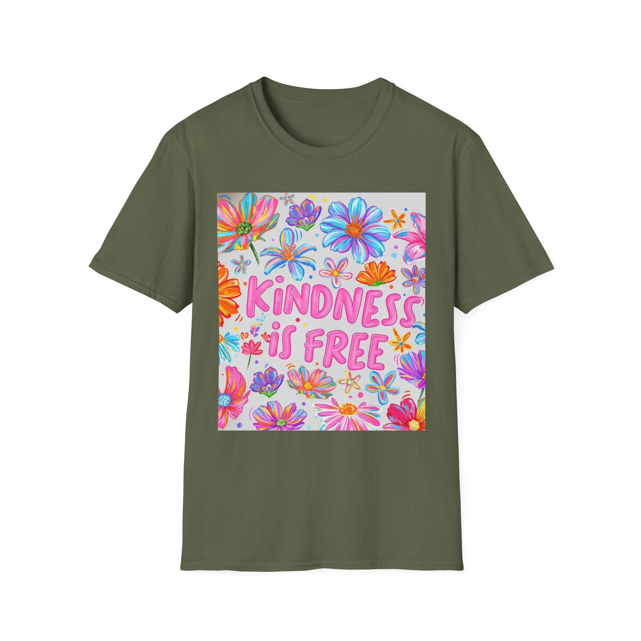 Kindness Is Free Floral T-Shirt — Positive Quote Tee