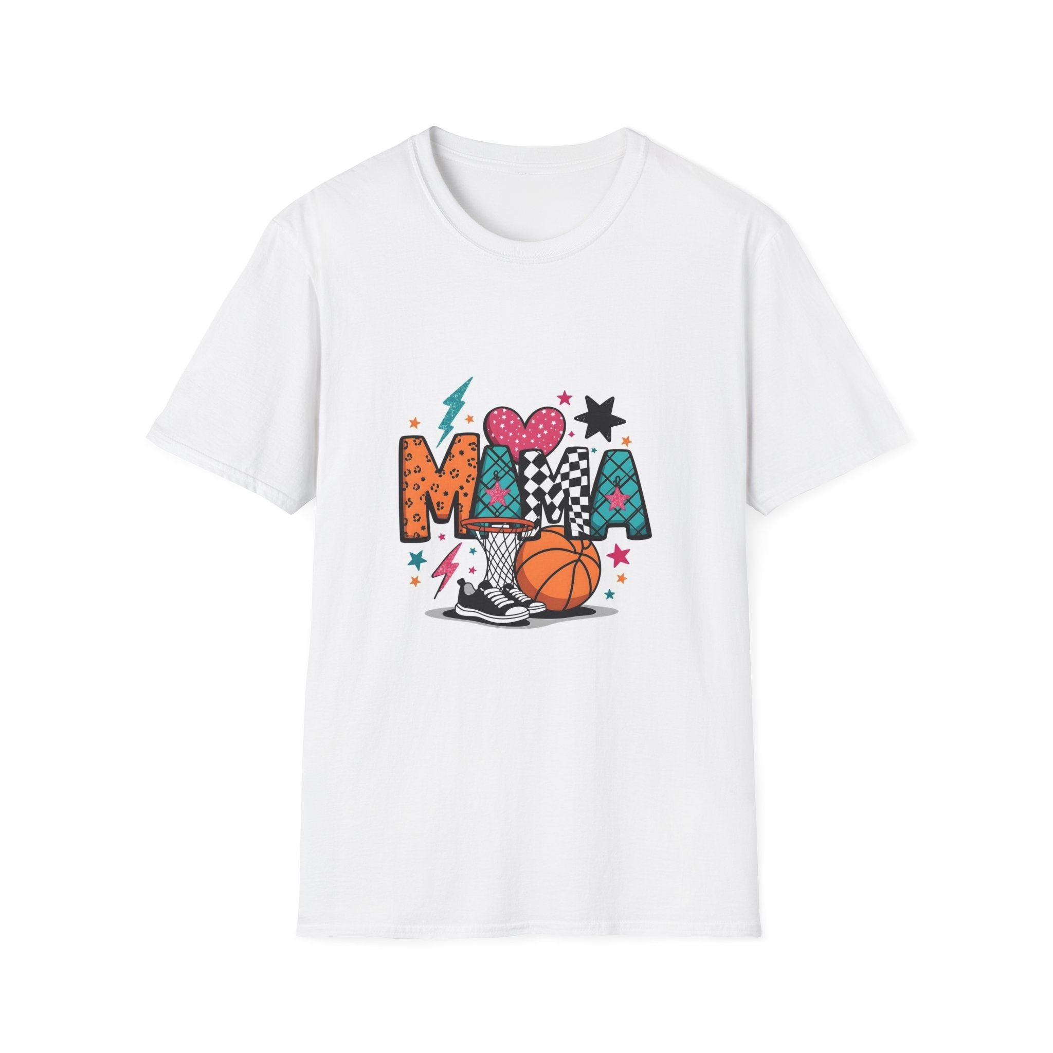 Mama Basketball Graphic T‑Shirt — Colorful Sports Mom Tee