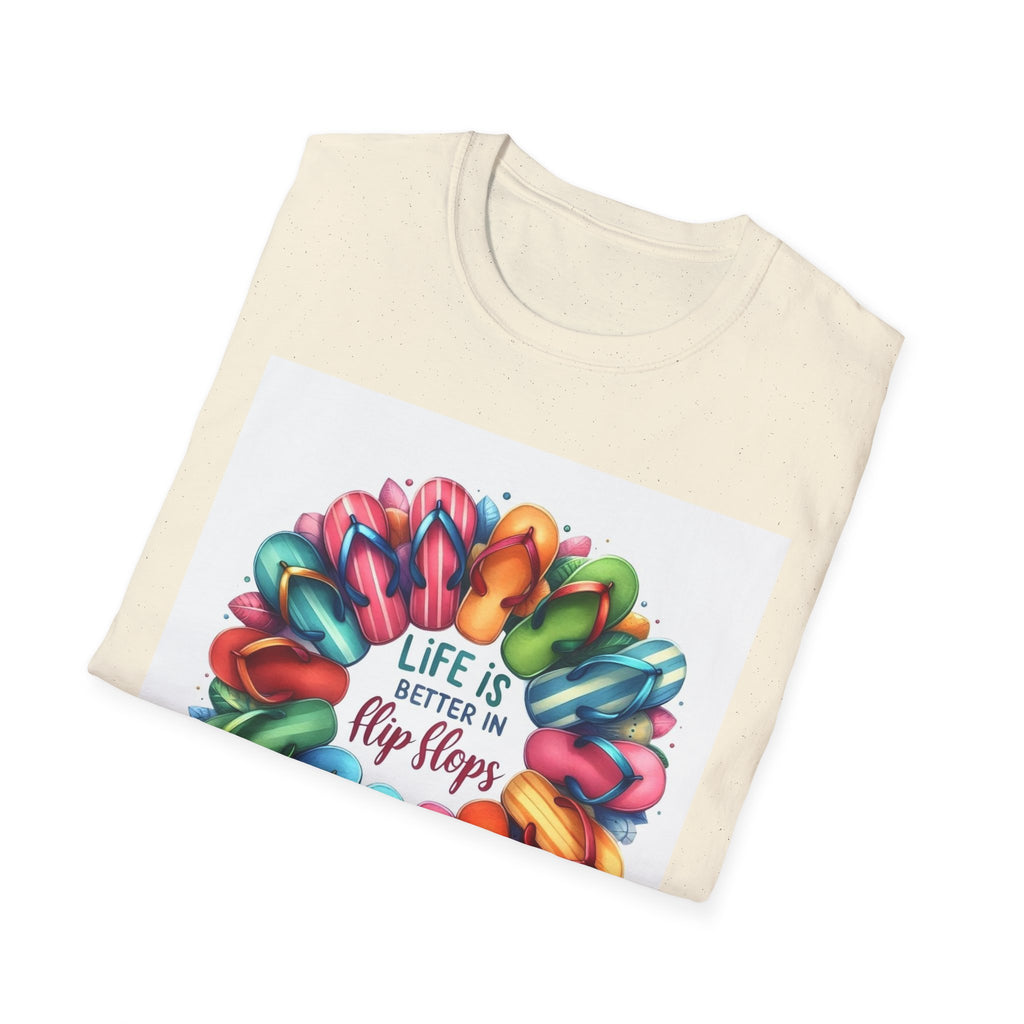 Flip Flop Circle Graphic T-Shirt - "Life Is Better in Flip Flops" Summer Tee