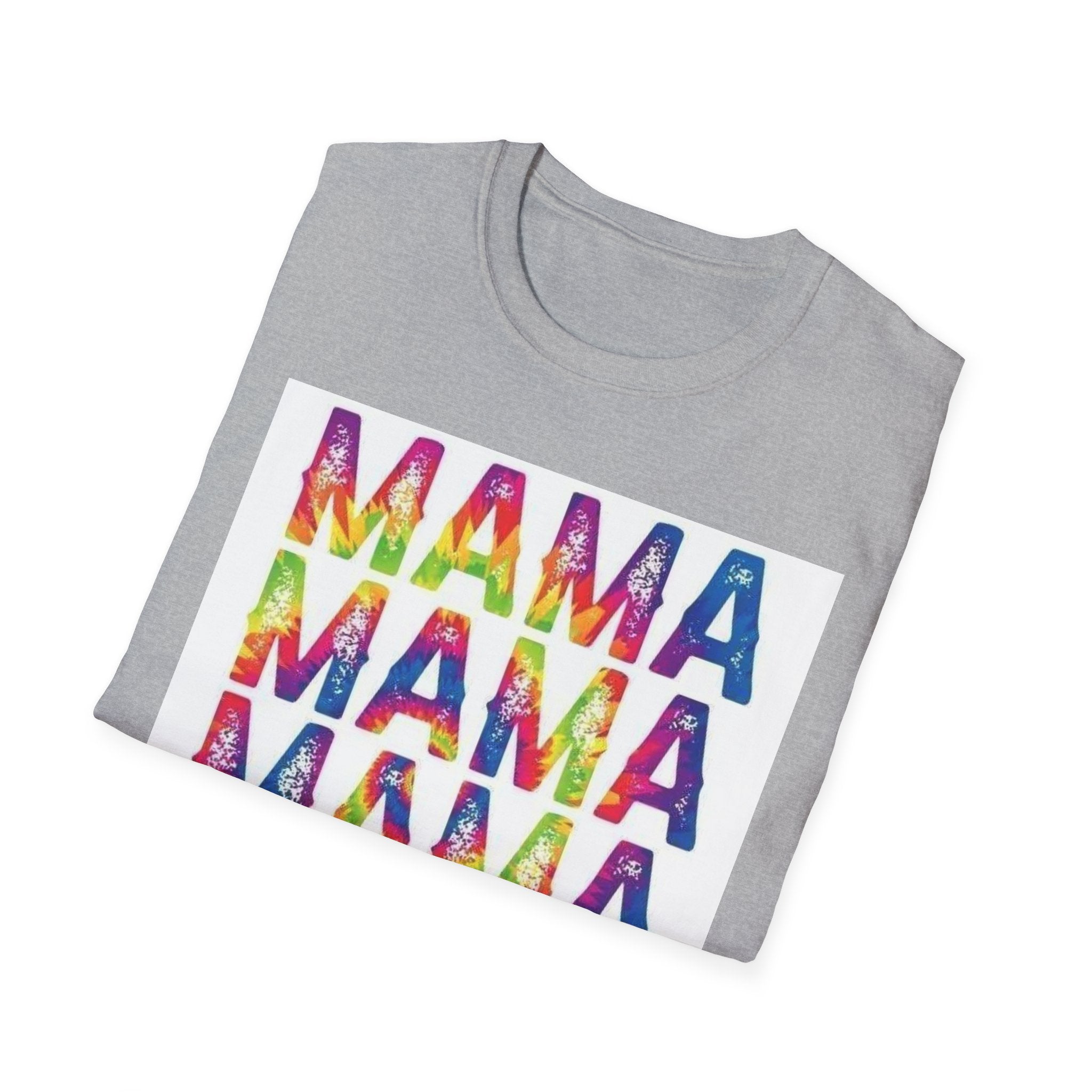 Mama Tie-Dye Stack T-Shirt — Colorful 'MAMA' Graphic Tee for Moms, Mother’s Day Gift