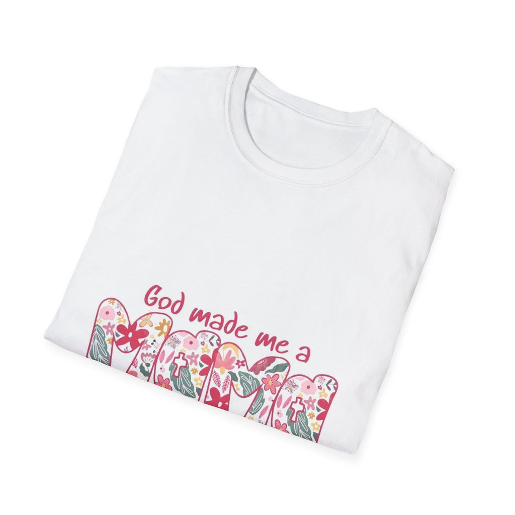 God Made Me a Mama Floral T-Shirt — Christian Mom Gift, Mother's Day Tee