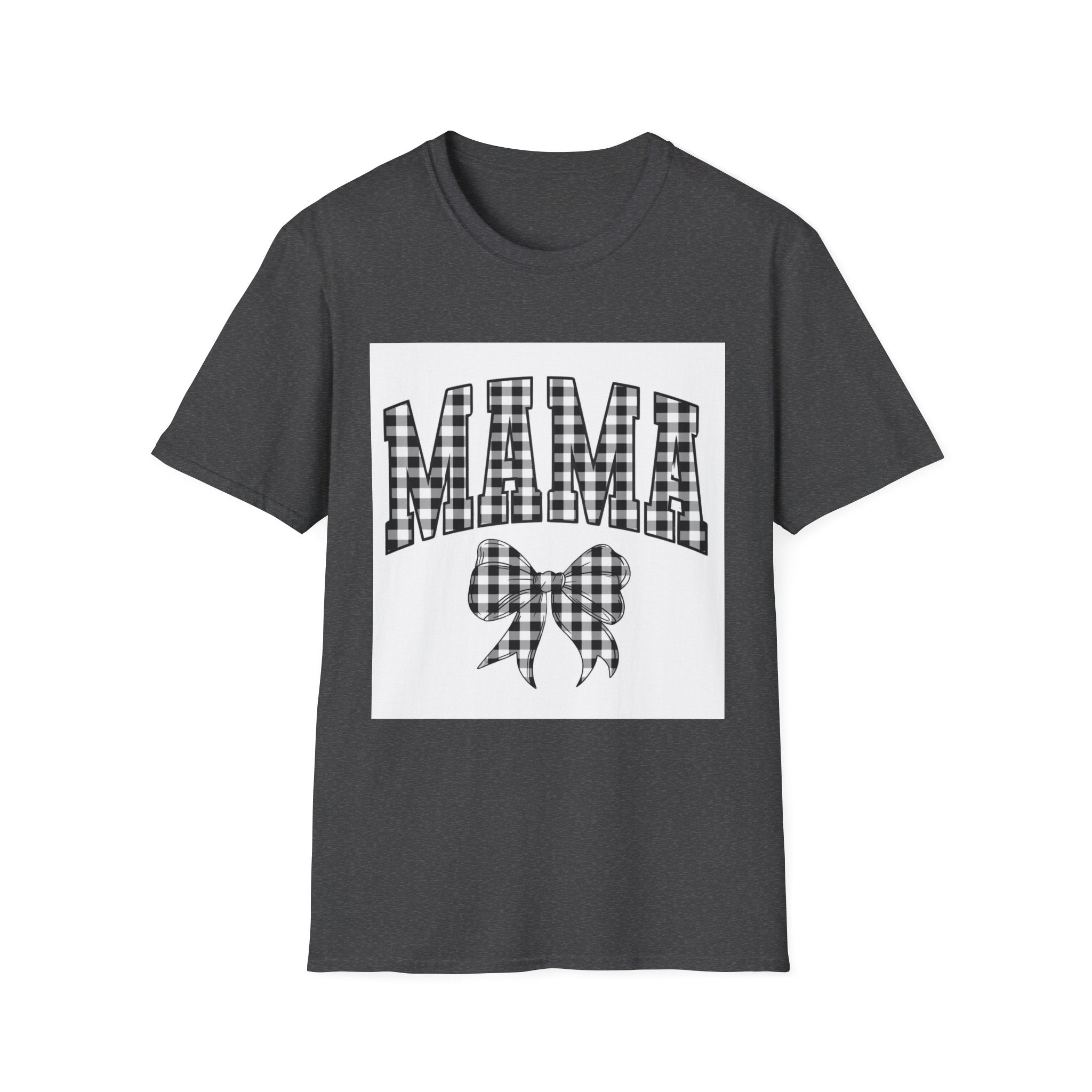 Mama Plaid Graphic T-Shirt — Buffalo Check Bow Mother's Day Tee