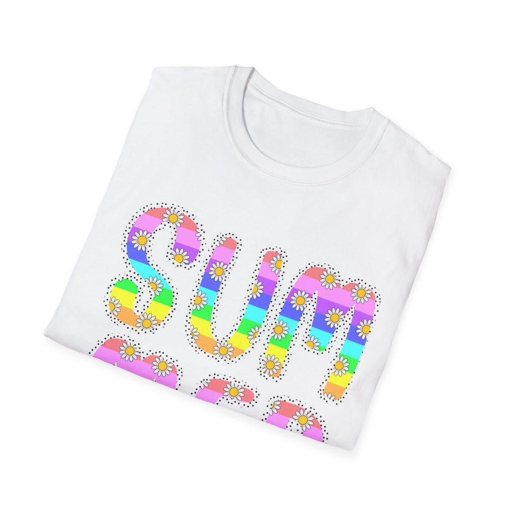 Summer Floral Graphic T‑Shirt — Colorful 'SUMMER' Text Design