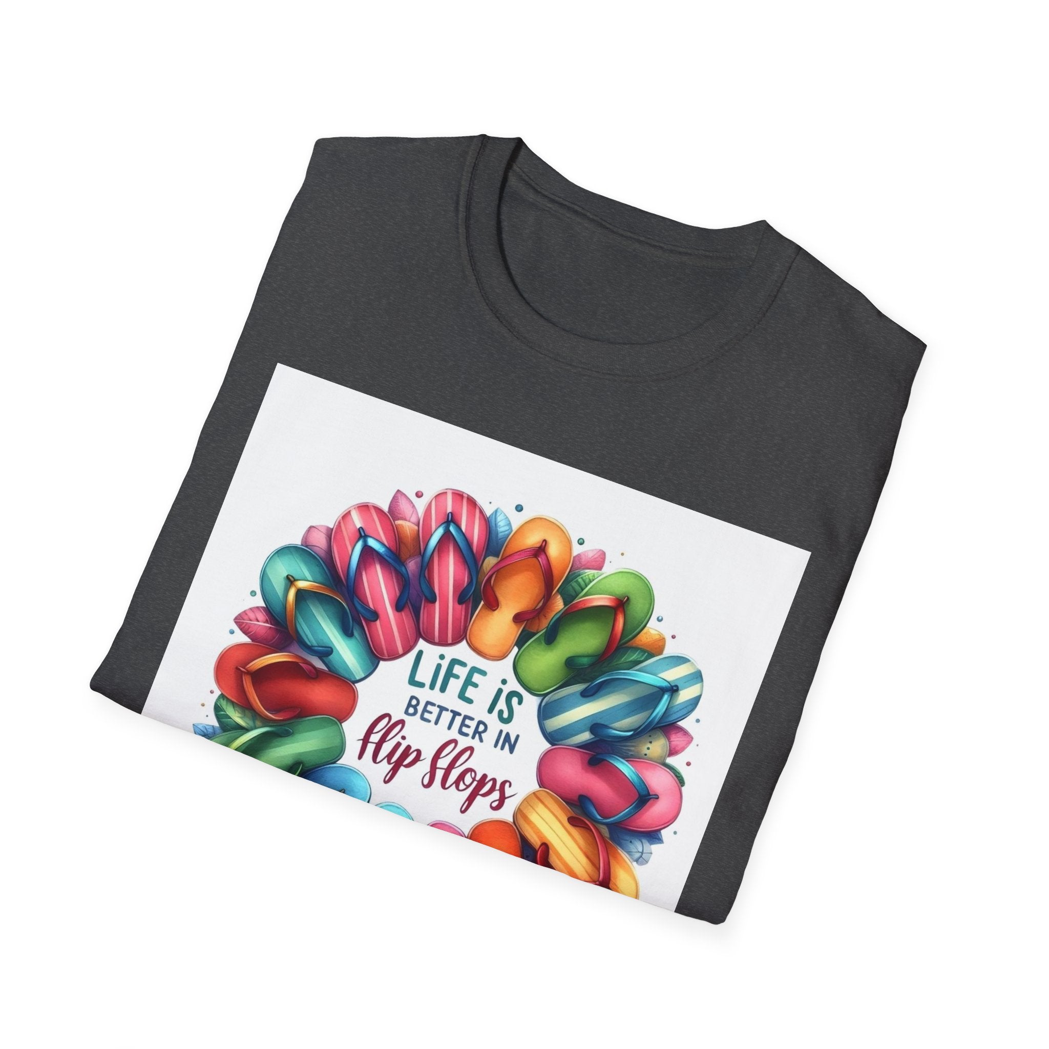 Flip Flop Circle Graphic T-Shirt - "Life Is Better in Flip Flops" Summer Tee