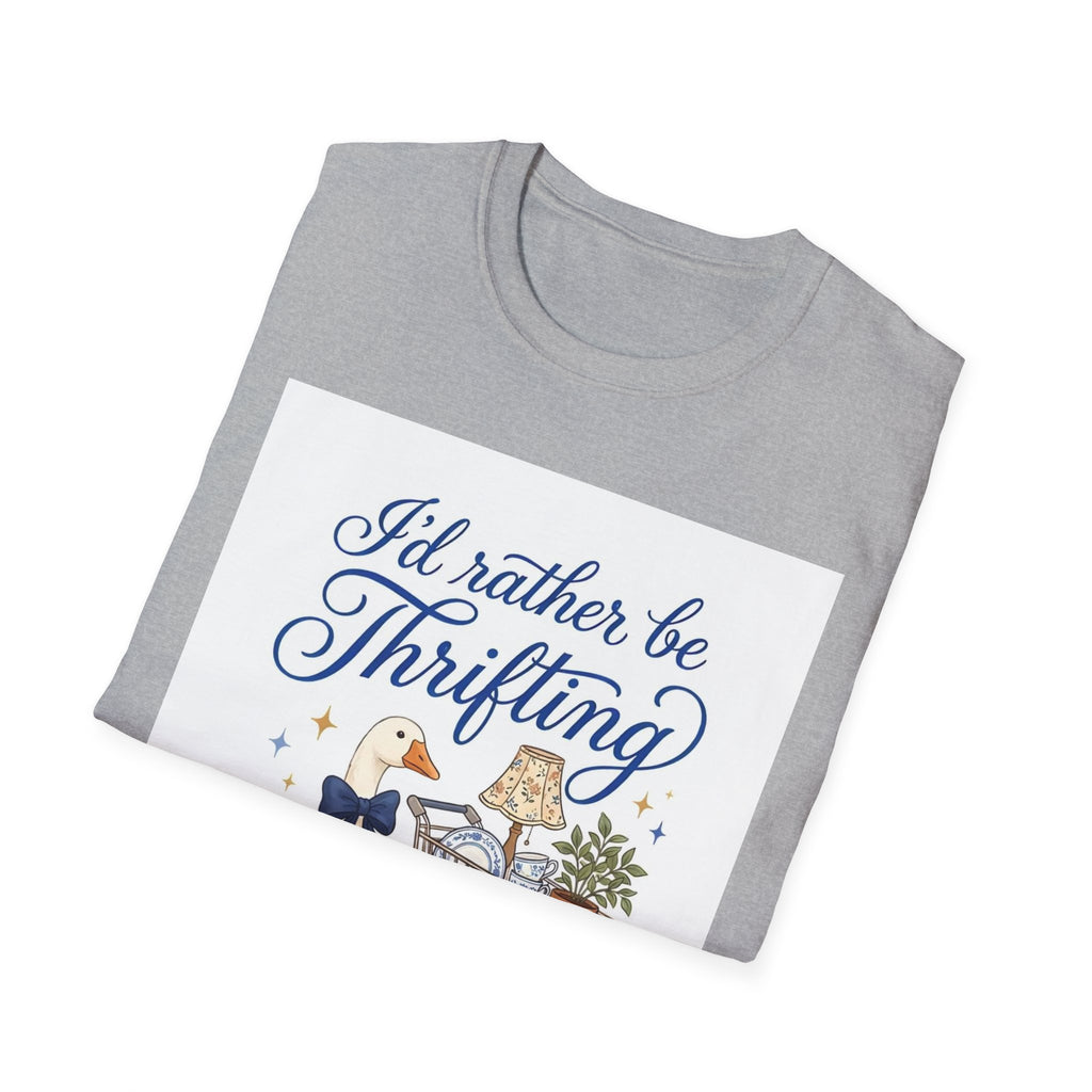 I'd Rather Be Thrifting T-Shirt — Cute Goose & Shopping Cart Vintage Graphic Tee