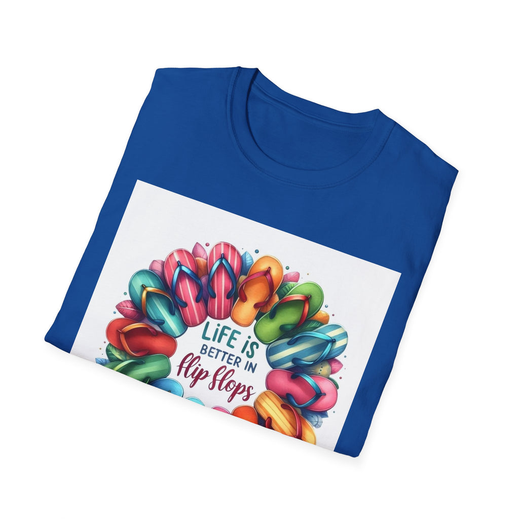 Flip Flop Circle Graphic T-Shirt - "Life Is Better in Flip Flops" Summer Tee