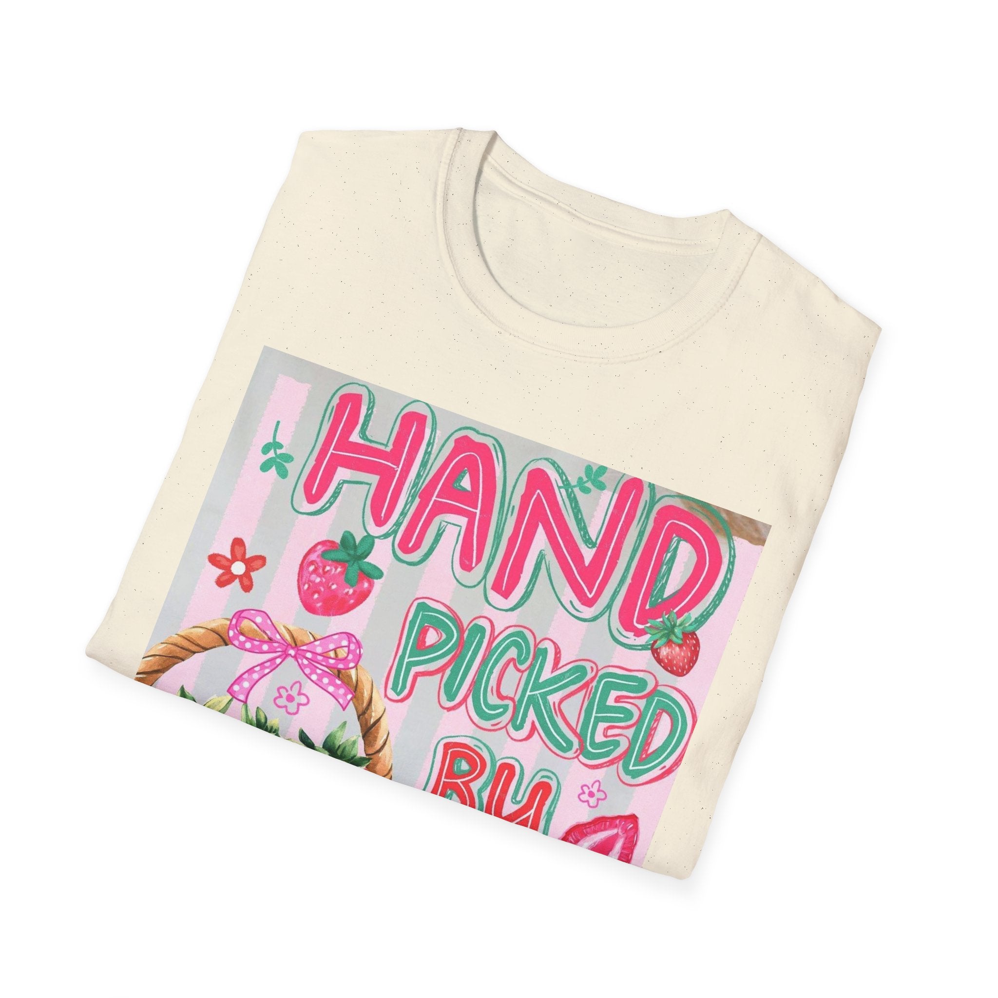 Christian T-Shirt "Hand Picked by God" — John 15:16 Strawberry Basket Graphic