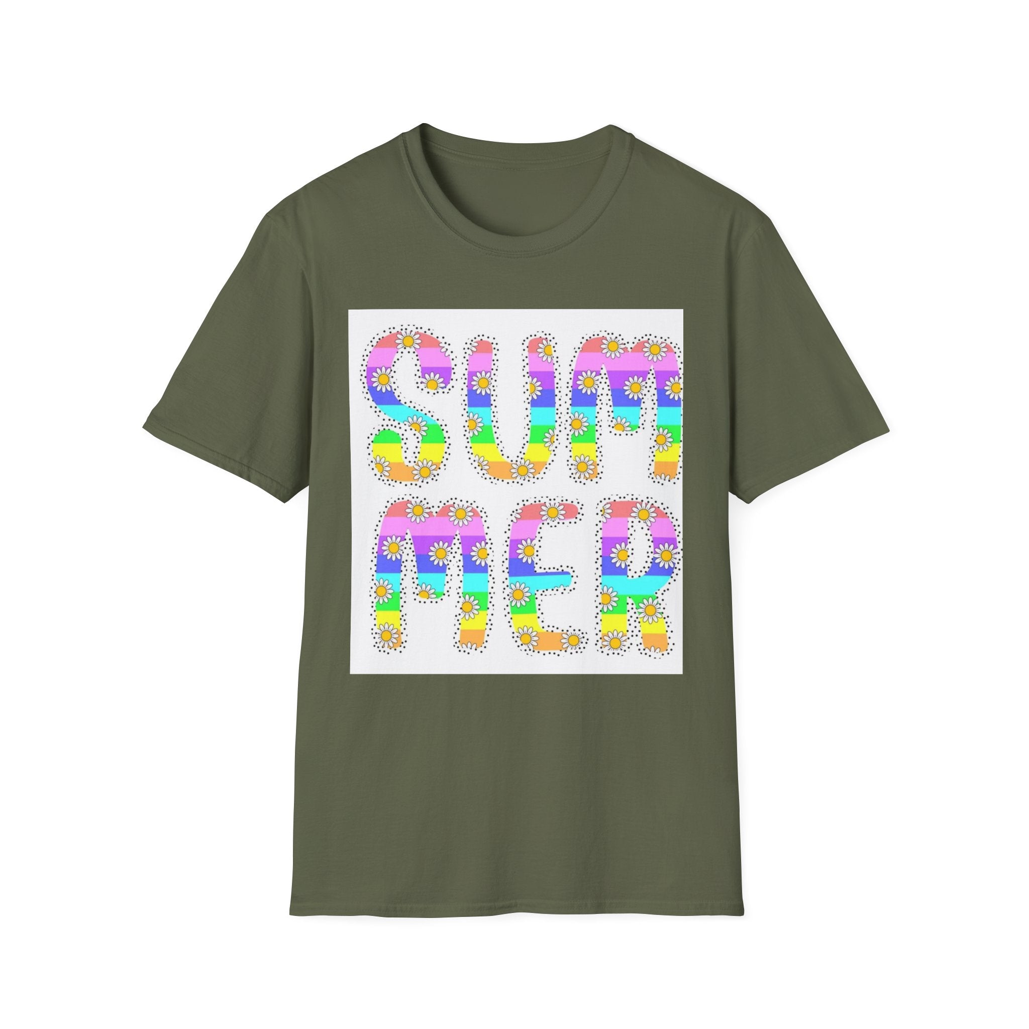 Summer Floral Graphic T‑Shirt — Colorful 'SUMMER' Text Design