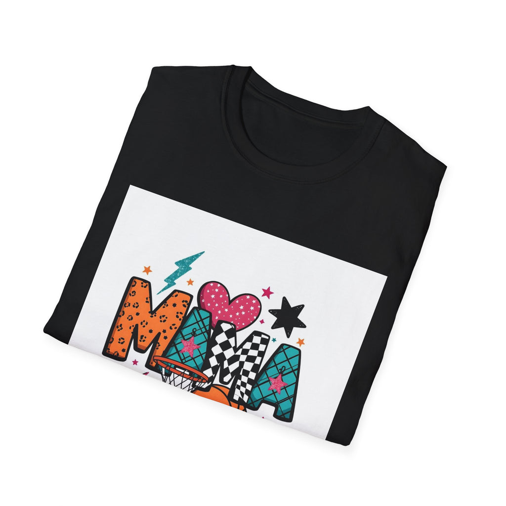 Mama Basketball Graphic T‑Shirt — Colorful Sports Mom Tee