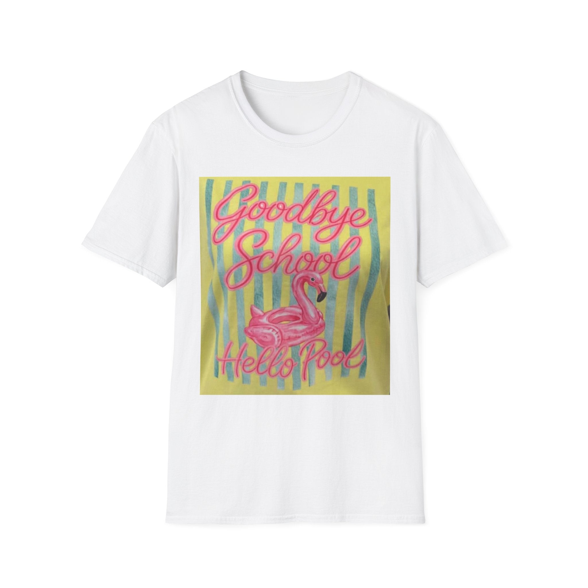 Goodbye School Hello Pool T-Shirt — Pink Flamingo Summer Graduation Tee